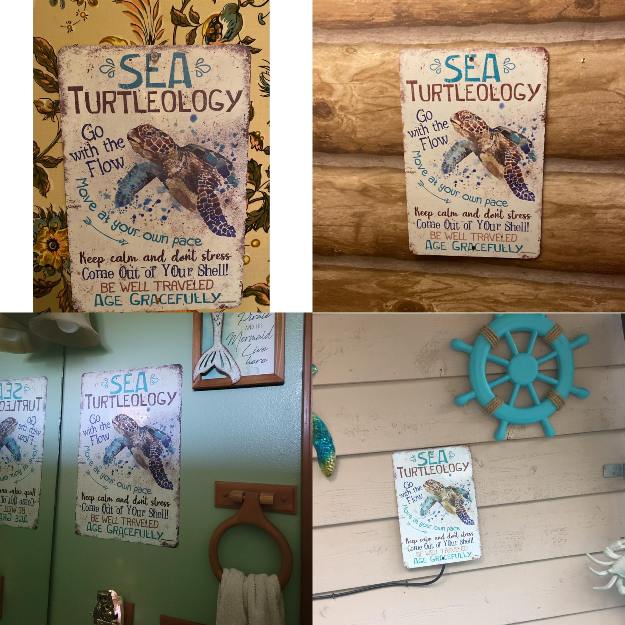 Durable Metal Sea Turtle Wall Decor Sign - 8