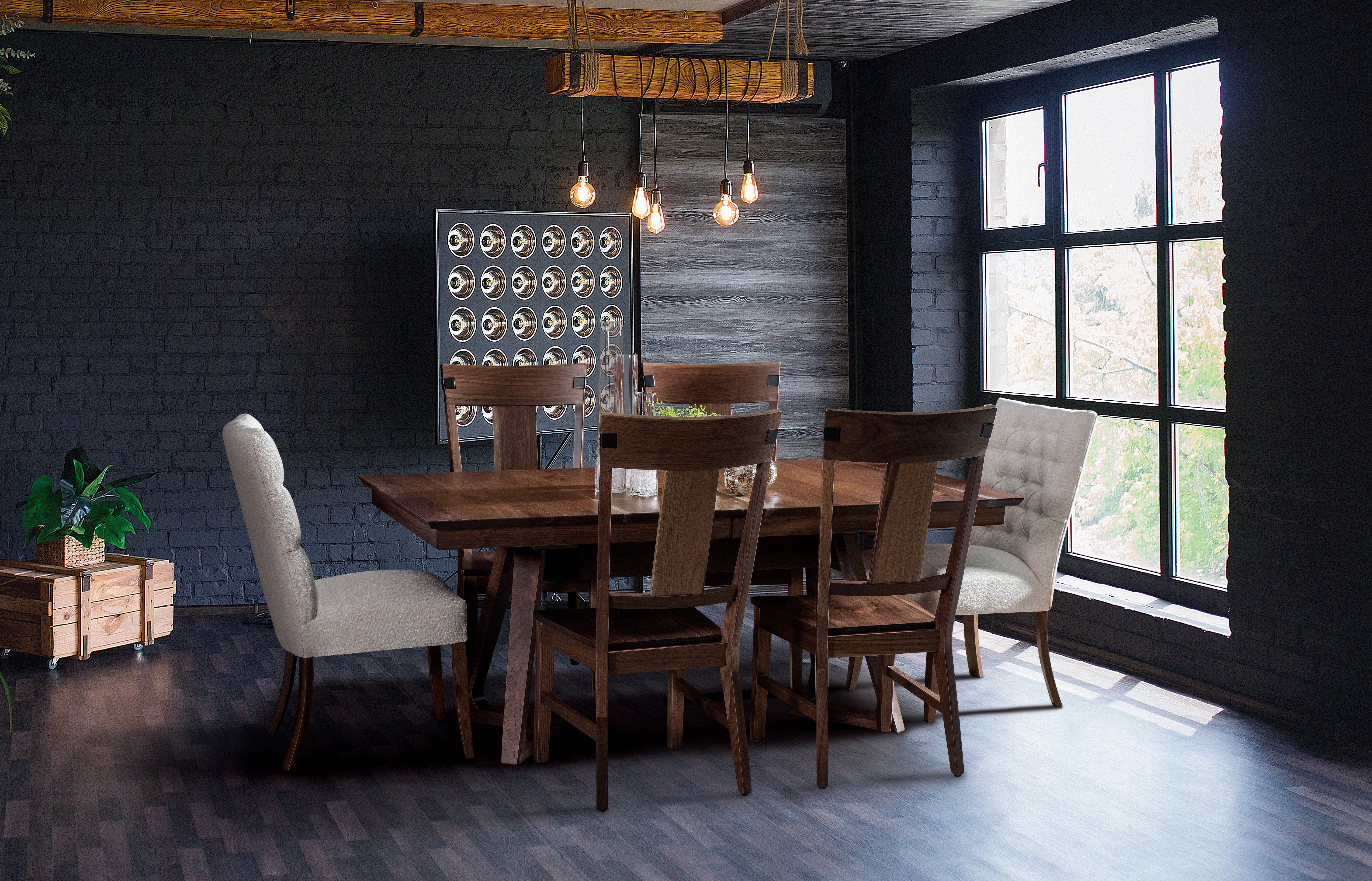 Venice Trestle Table - Solid Wood Dining Table for Kitchen & Dining Room | Farmhouse Style Trestle Base | Perfect for Family Gatherings & Dinner Parties