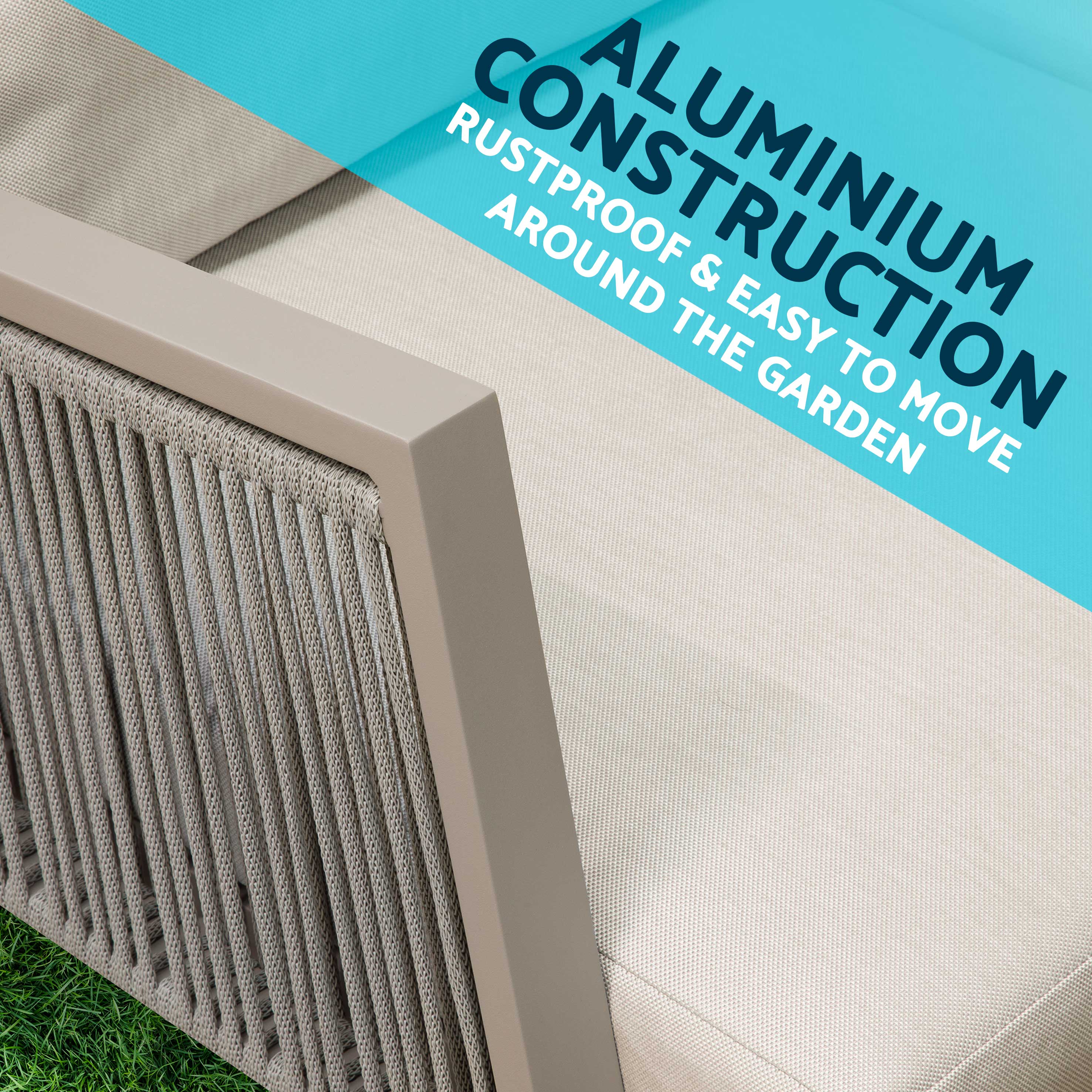 Fusion 4-Piece Outdoor Aluminum Corner Sofa Set in Light Grey DG57 - Perfect for Patio, Garden & Backyard Relaxation