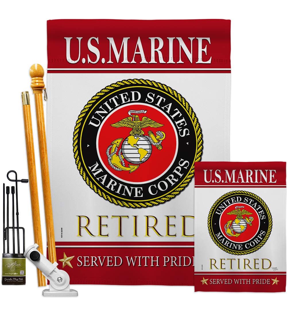 USMC Semper Fi Garden House Flags Kit - Double-Sided 28x40 Inch Military Veteran Yard Banner - Made in USA - Perfect for Patriotic Home Decor, Armed Forces Tribute & Veteran Retirement Gifts