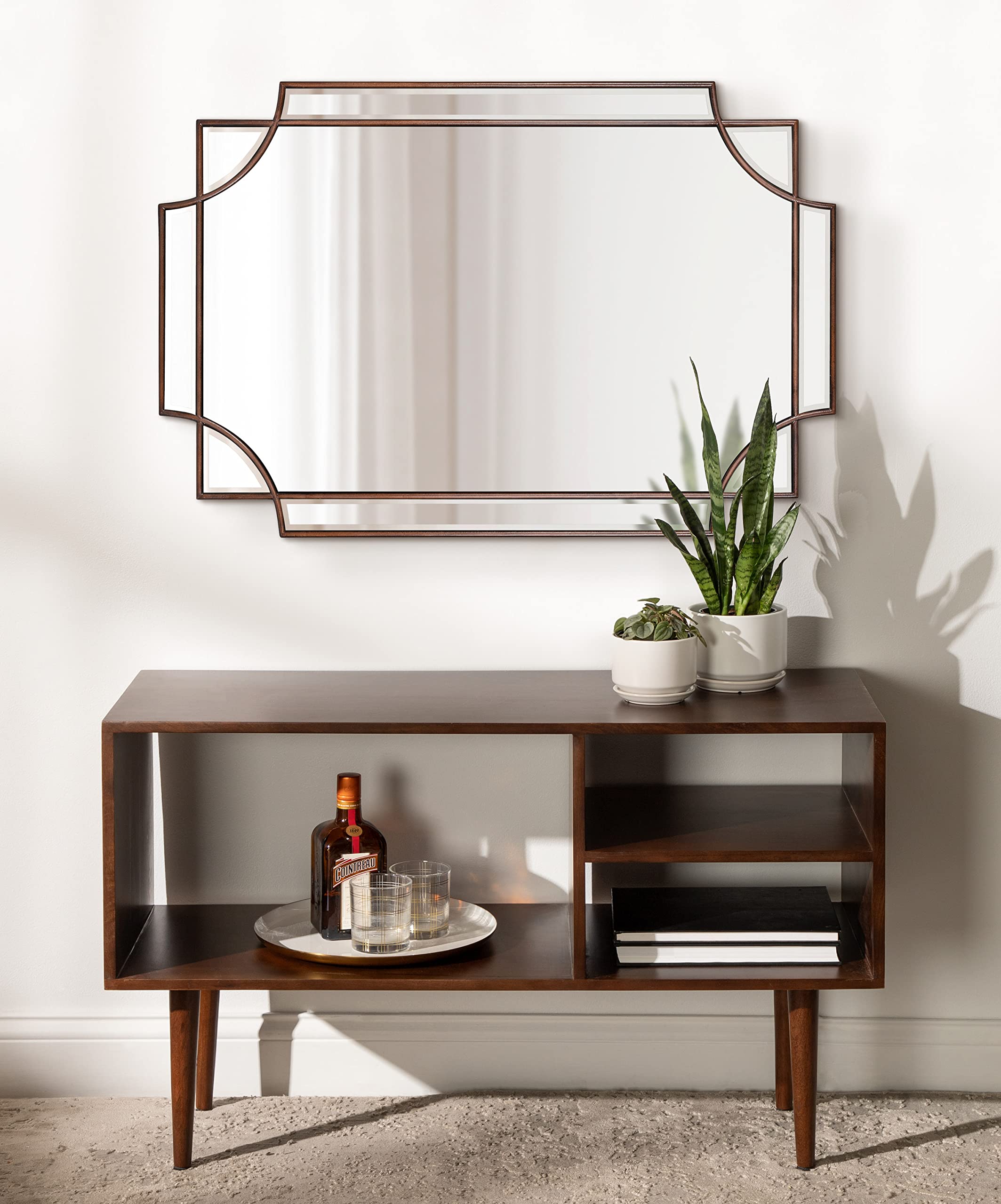 Kate and Laurel Minuette 24x36 Bronze Wall Mirror - Traditional Farmhouse Decor with Elegant Scalloped Interlocking Design, Slim Profile - Perfect for Living Room, Bedroom, or Entryway Decor