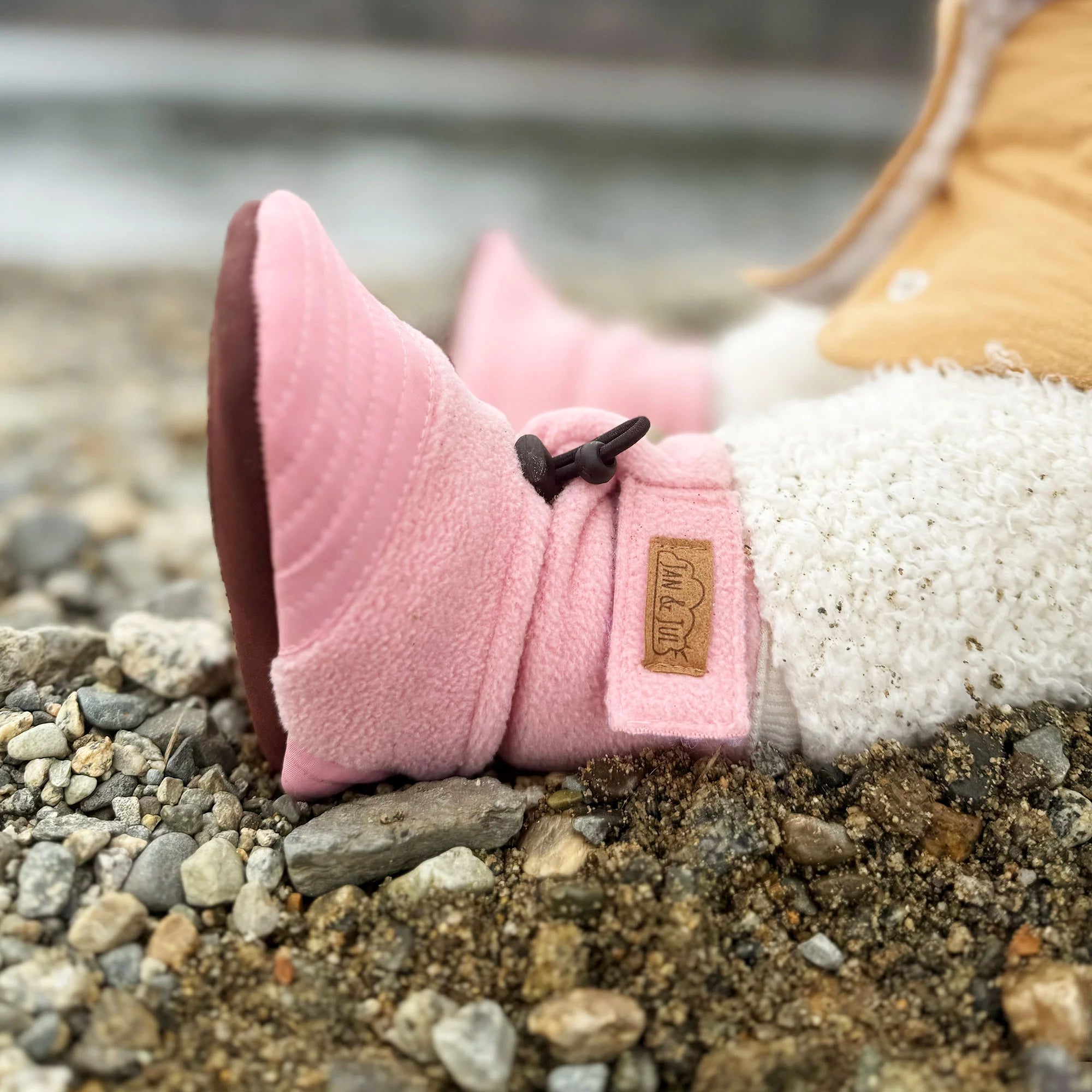 Jan & Jul Dusty Pink Stay Put Cozy Booties - Non-Slip Baby Booties for Girls & Boys - Perfect for Indoor Play, Winter Walks & Photo Shoots