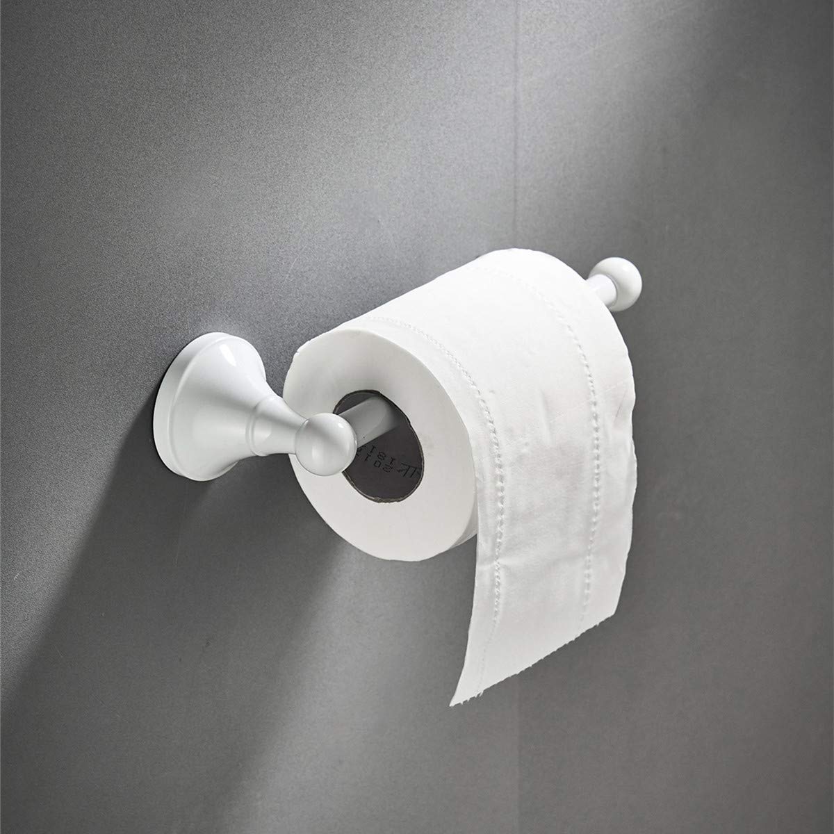 Flybath Wall Mounted Toilet Paper Holder & Towel Ring Set - Brass Bathroom Accessories in White | Perfect for Modern Bathrooms, Powder Rooms & Spa-Style Decor