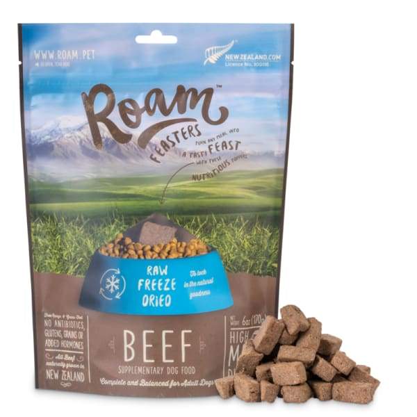 Premium Freeze-Dried Roam Beef Dog Food - High Protein Grain-Free Natural Treats for Dogs - Perfect for Training, Travel & Outdoor Adventures