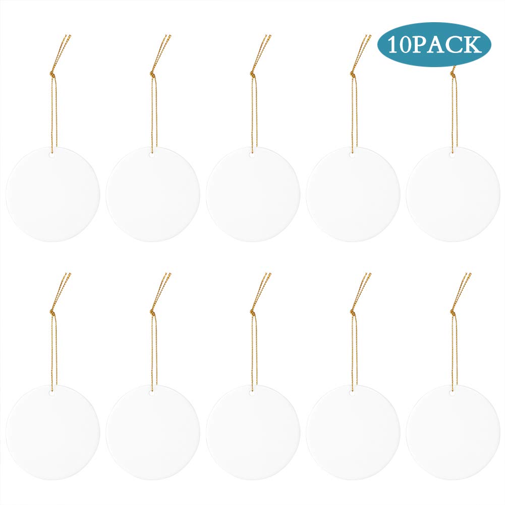 10-Piece Sublimation Blanks Ceramic Disc Ornaments - 3