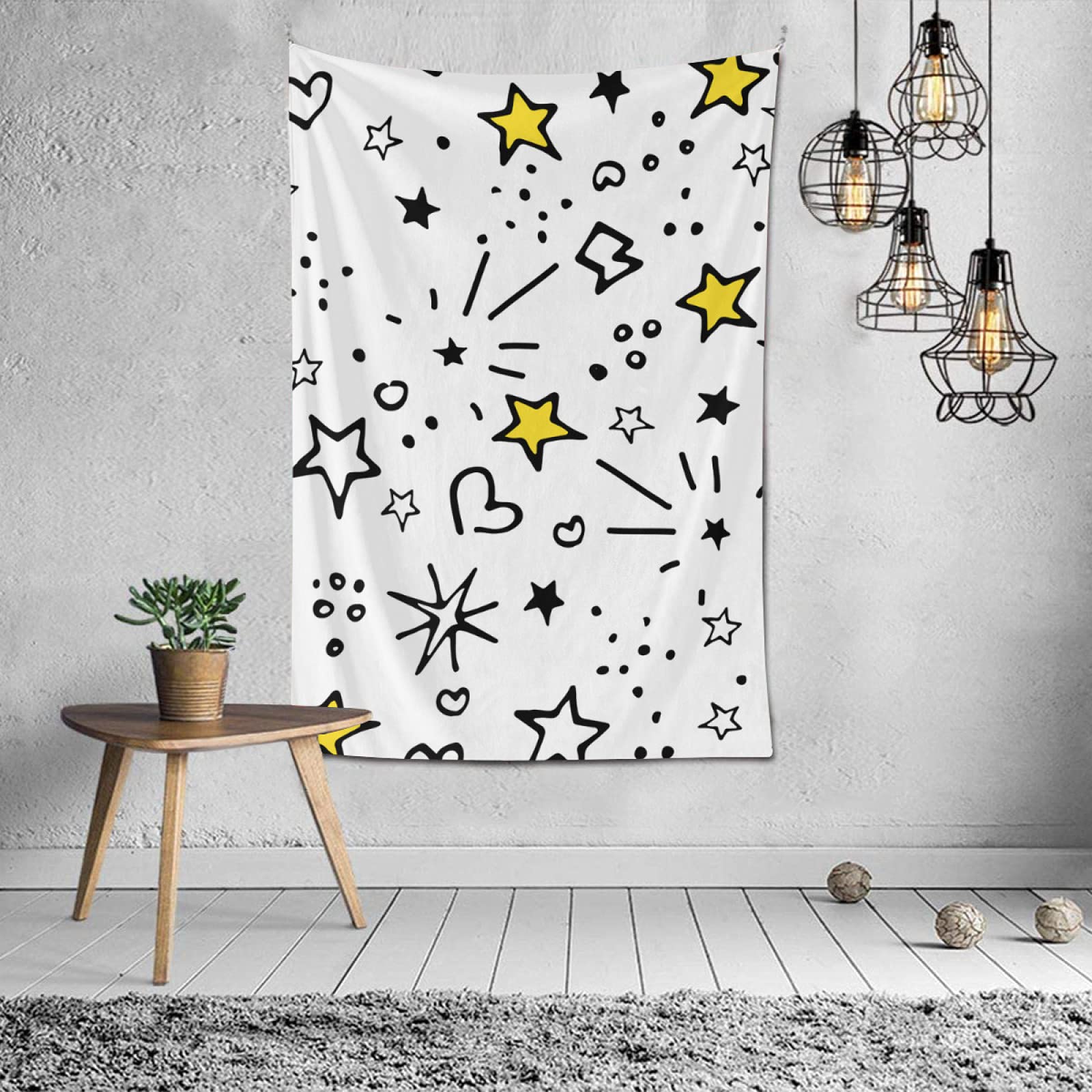 TropicalLife Hand-Drawn Star Wall Tapestry - 40x60 Inch Bohemian Bedroom Decor, Aesthetic Polyester Hanging for Living Room & Dorm - Perfect for Hippie Style, Meditation Spaces & Photo Backdrops