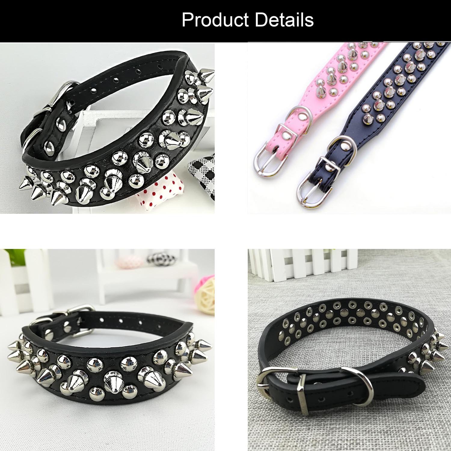 Stylish Punk Studded Dog Collar - Adjustable Leather Pet Collar for Small Medium Large Dogs - Perfect for Daily Walks, Training & Punk Fashion
