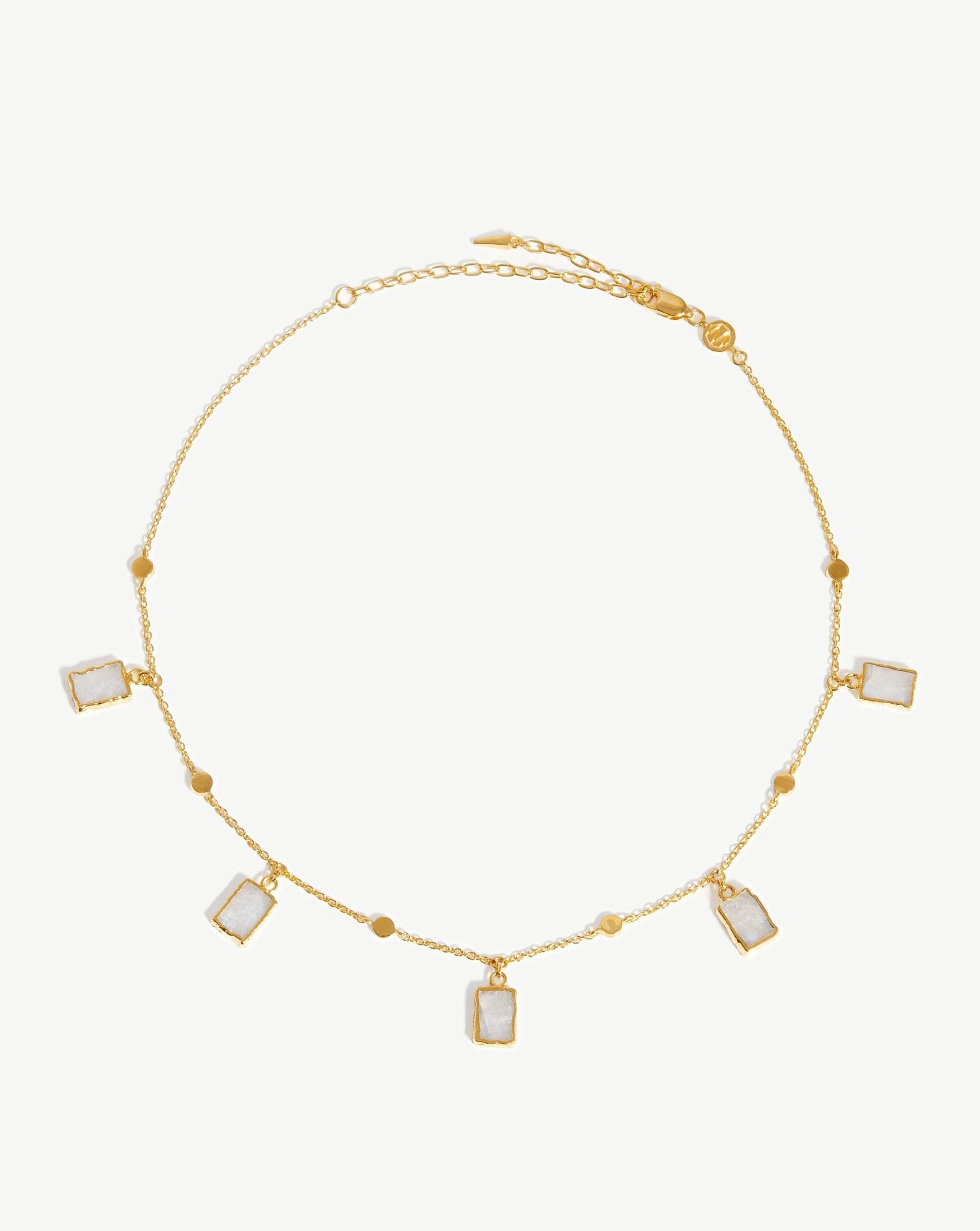 Lena Charm Choker Necklace - 18k Gold Vermeil & Rainbow Moonstone Pendant | Elegant Layering Jewelry for Women, Perfect for Date Nights, Weddings & Special Occasions