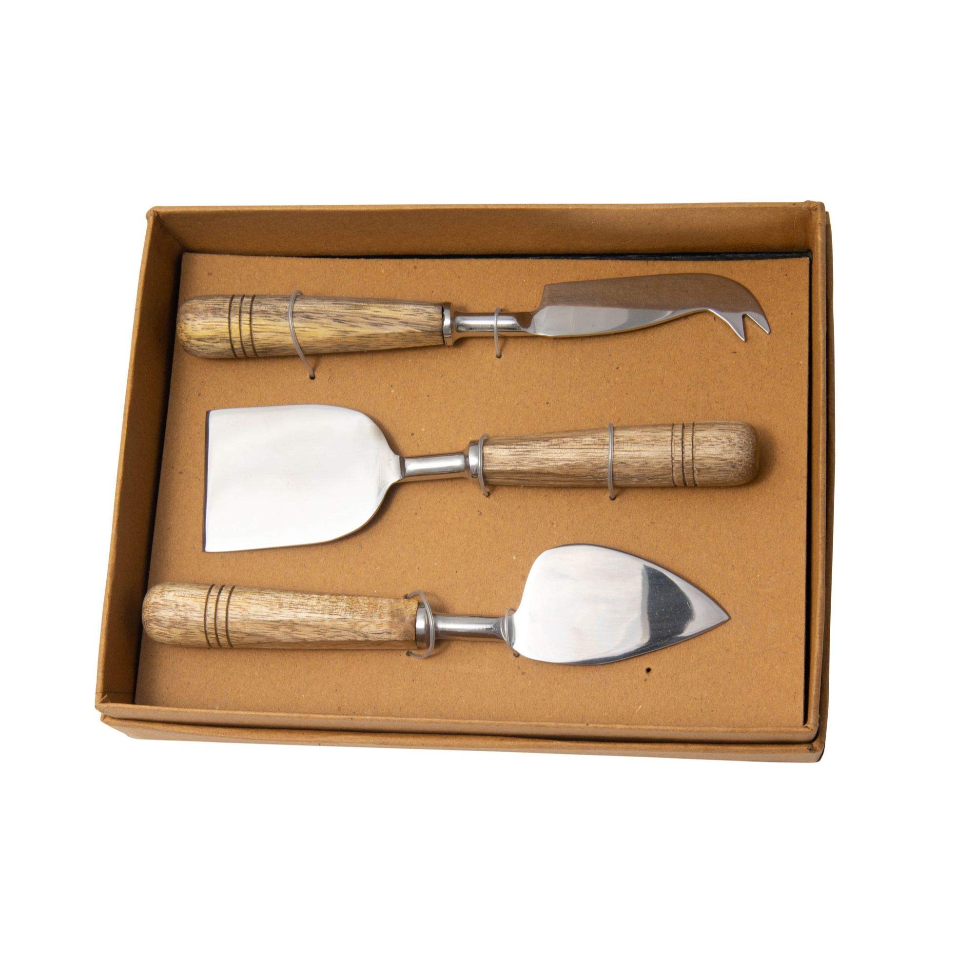 3-Piece Brown Cheese Knife Set with Mango Wood Handle - 7