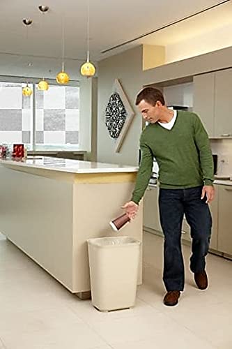 Rubbermaid Commercial 254400BG 10-Gallon Fire-Resistant Rectangular Wastebasket - Fiberglass Trash Can for Office, Kitchen & High-Traffic Areas - Beige