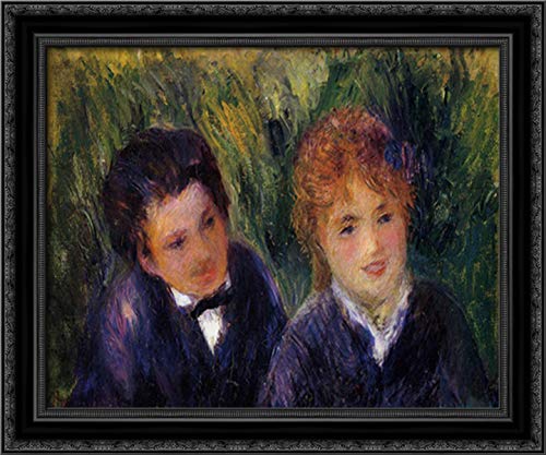 Pierre Auguste Renoir Young Man And Young Woman 24x20 Black Ornate Wood Framed Canvas Art - Romantic Wall Decor for Living Room, Bedroom & Office