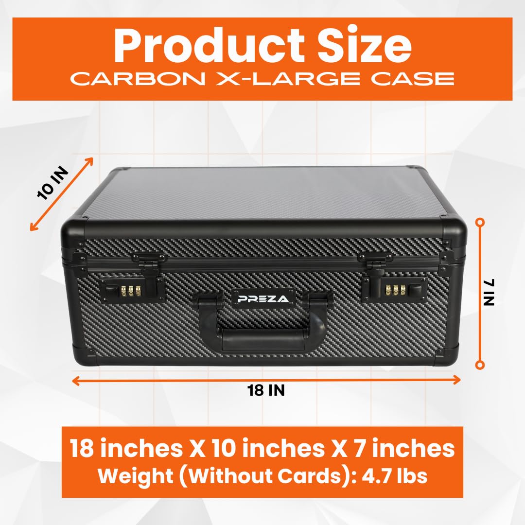 PREZA Graded Card Storage Box - Premium Trading Card Case for PSA, BGS & CGC Slabs - Carbon Fiber Protection for Sports & TCG Collectibles (X-Large) - Perfect for Display & Safekeeping at Home or Card Shows