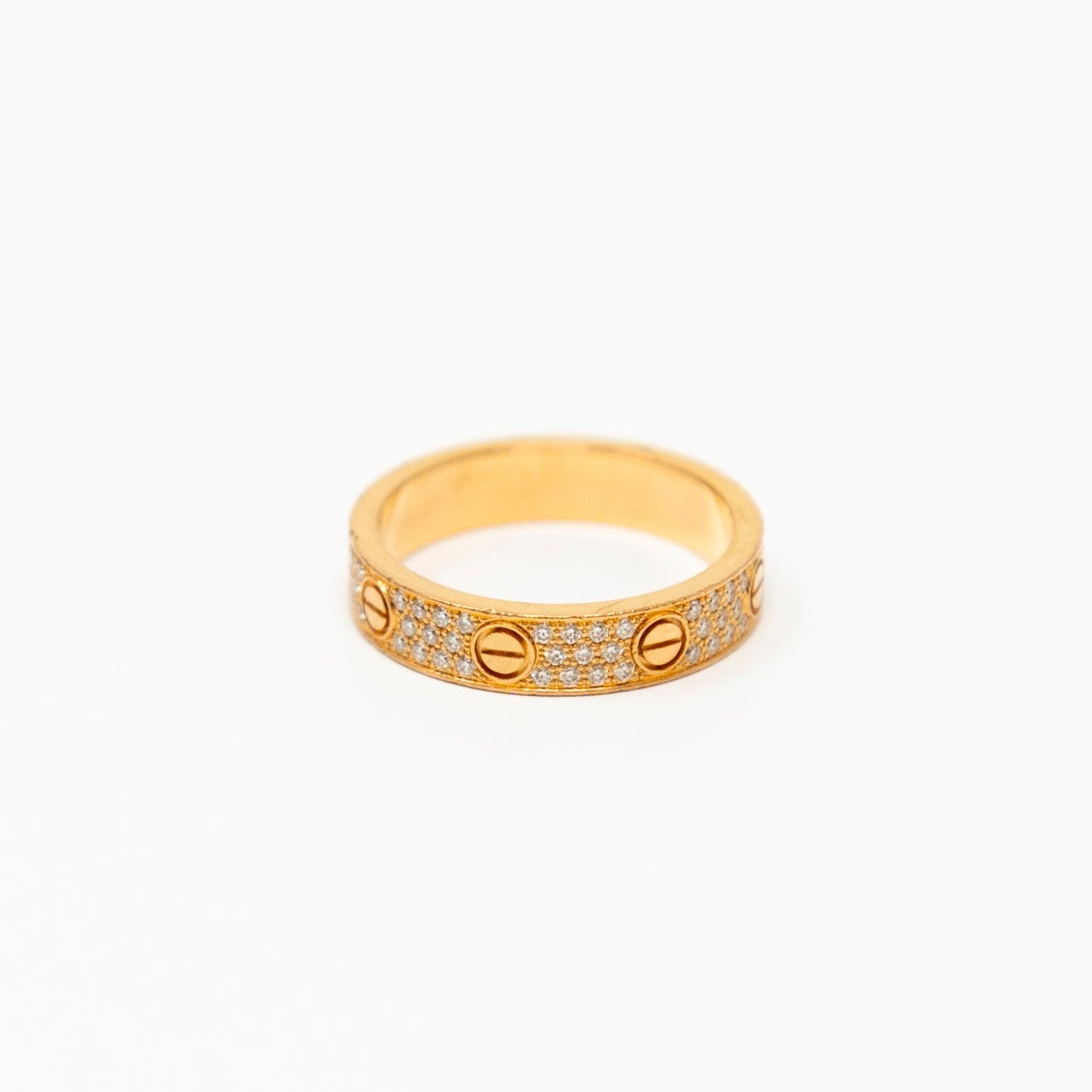Cartier 18k White Gold Pave Diamond Love Ring - Size 50 (US 5.25) - Luxury Wedding Band for Women - Perfect for Engagement, Anniversary & Special Occasions
