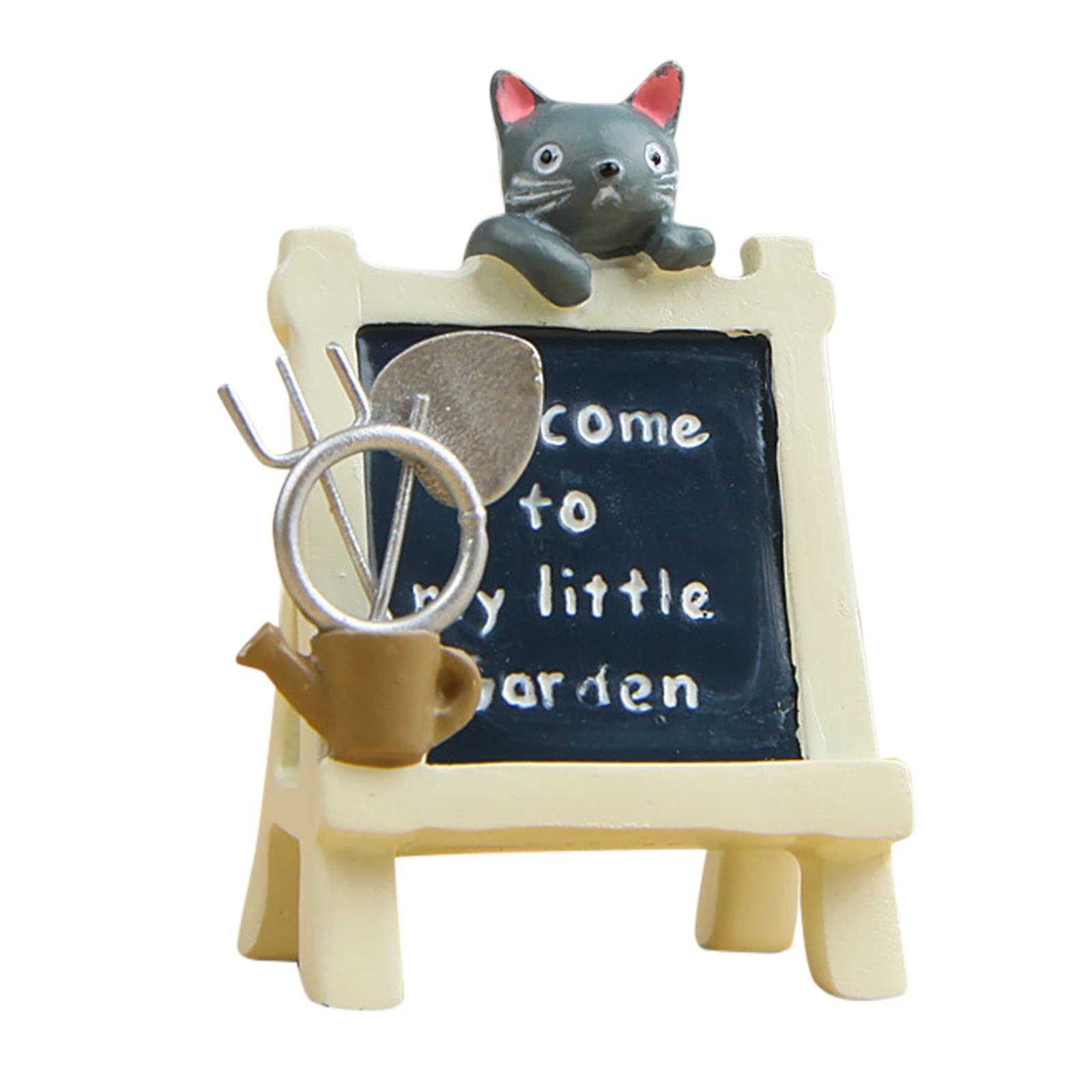 Vintage Christmas Ornaments - Creative Cat Lying Billboard Shovel Art with Moss Succulent Flower Arrangement, Decorative Armadillo Statue for Holiday Home Decor, Gift, and Table Centerpiece (One Size)