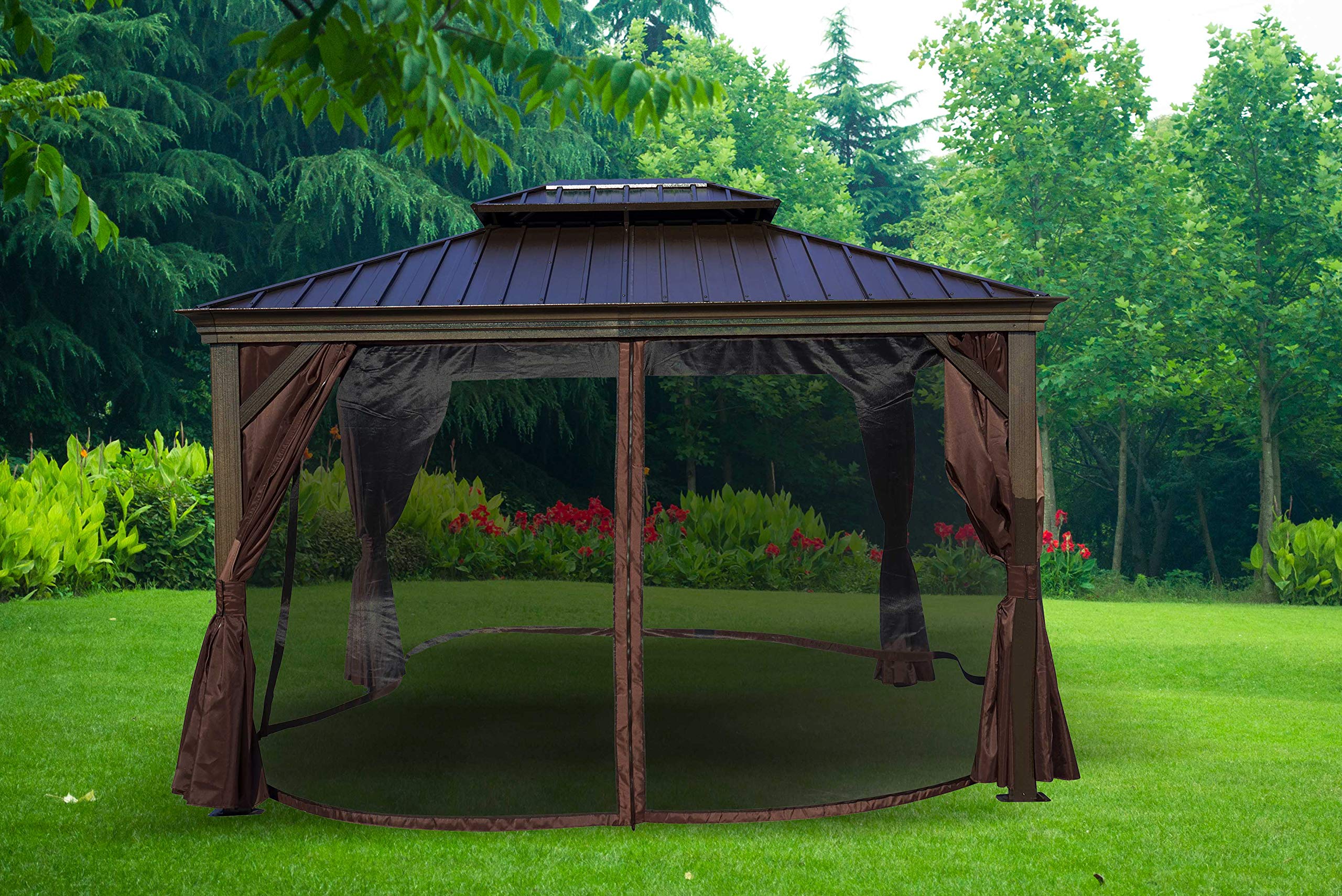 Universal 4-Panel Gazebo Mosquito Netting Screen Replacement - 10'x12' Black Outdoor Canopy Cover for Patio, Garden & Backyard - Perfect for Summer BBQs, Camping & Outdoor Relaxation