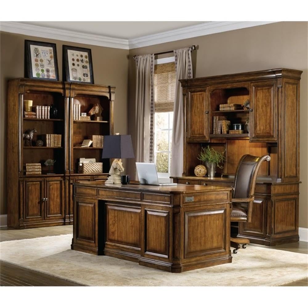 Hooker Furniture Tynecastle Executive Desk - Medium Brown Wood Grain Finish - Home Office & Workspace Solution for Professionals