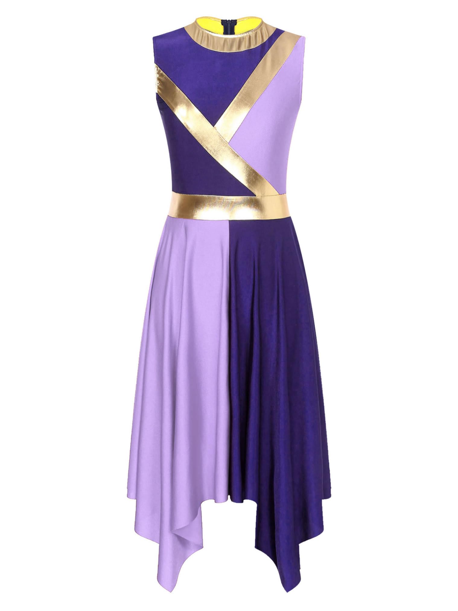 Vastwit Women's Color Block Liturgical Dancewear - Sleeveless Praise & Worship Dance Dress with Overlays for Church Performances and Spiritual Events