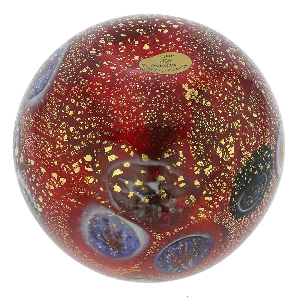 Authentic Murano Glass Millefiori Votive Candle Holder - Handcrafted in Venice, Italy | Elegant Red Glass Home Decor for Dining Table, Wedding Centerpiece & Romantic Ambiance