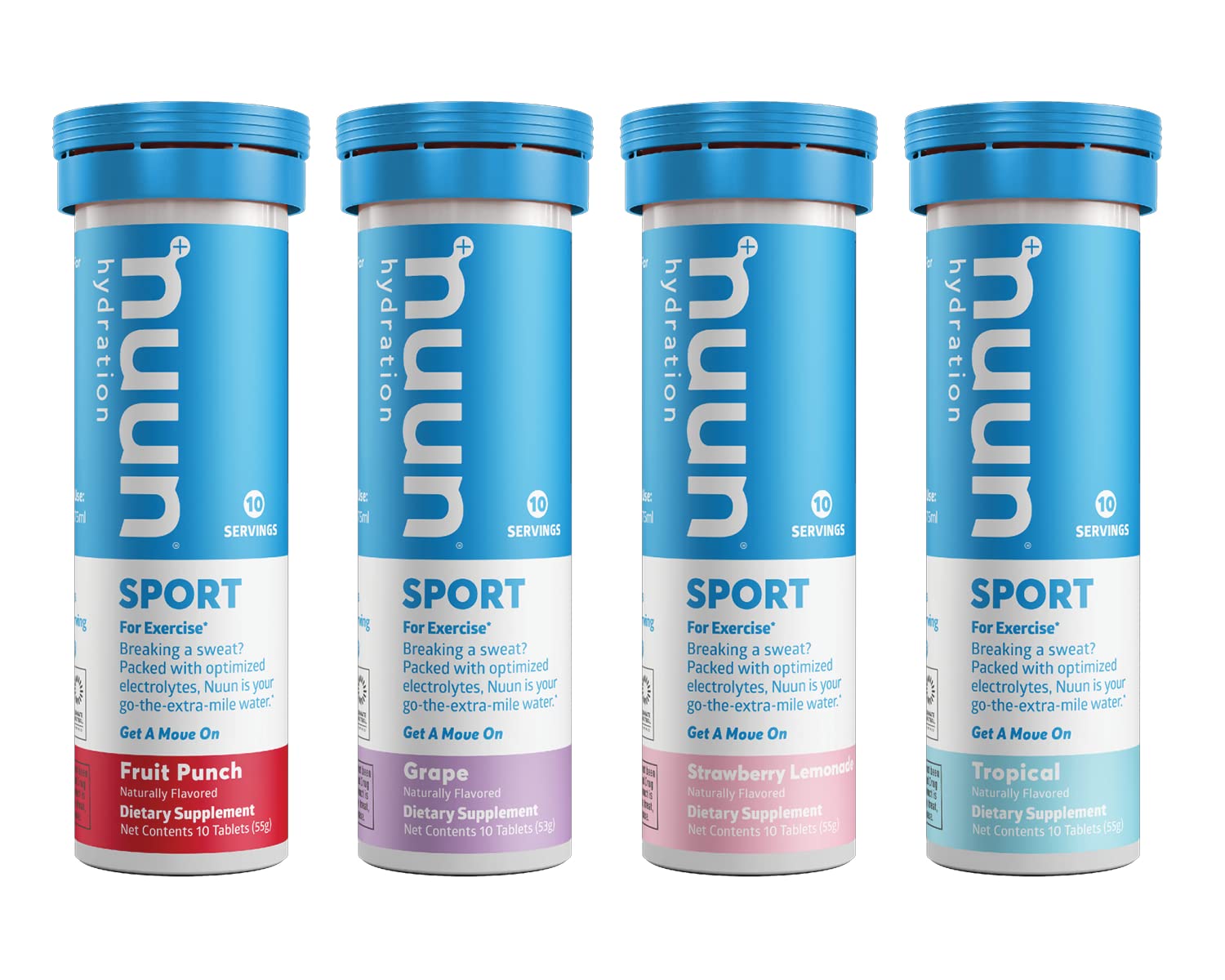 Nuun Sport Electrolyte Drink Tablets - Mixed Flavor Variety Pack (4 Tubes, 40 Servings) | Hydration Boost for Athletes & Active Lifestyles | Perfect for Workouts, Hiking & Outdoor Adventures