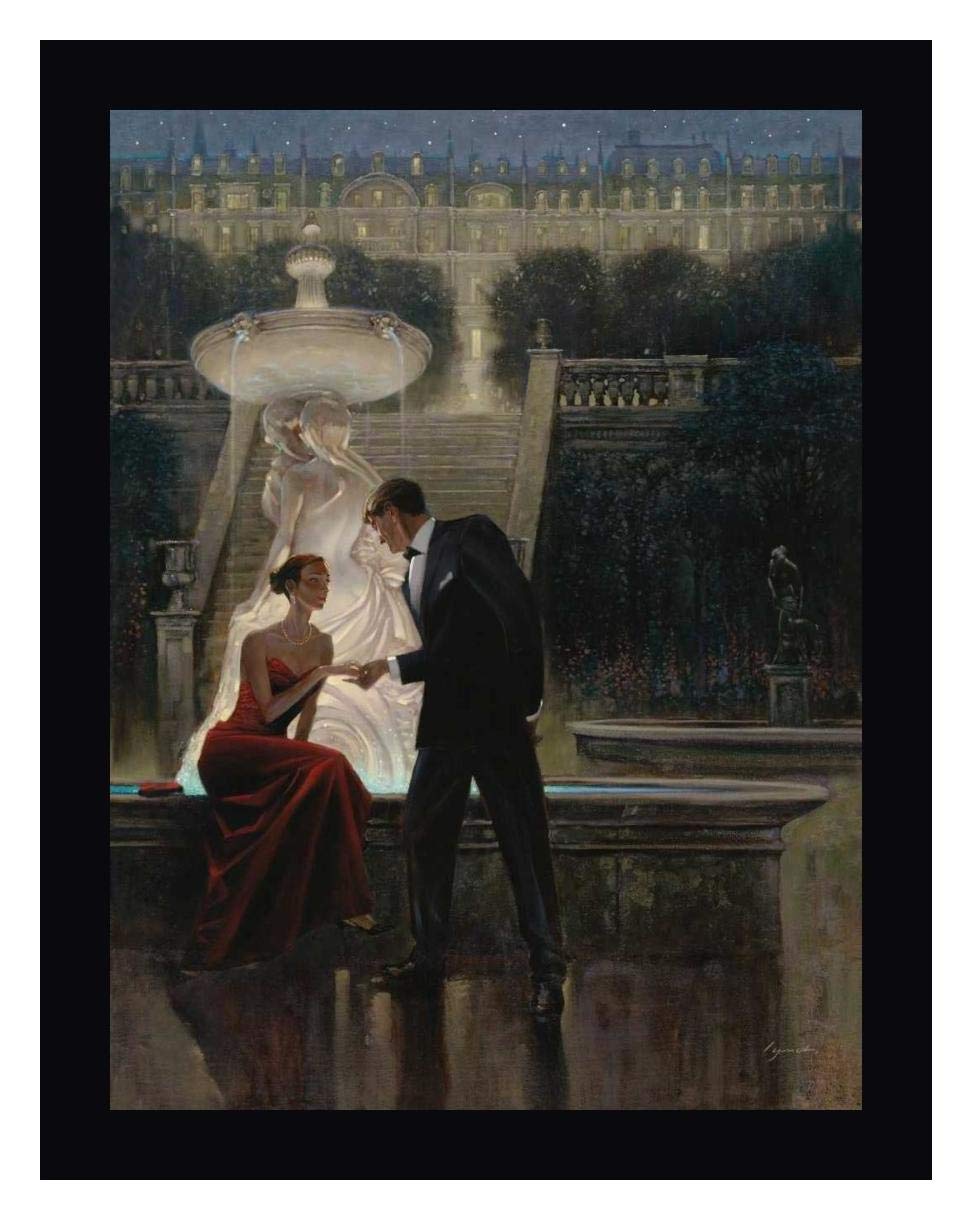 Twilight Romance by Brent Lynch - 16x20 Inch Black Framed Canvas Wall Art - Ready to Hang - Perfect for Living Room, Bedroom & Office Decor