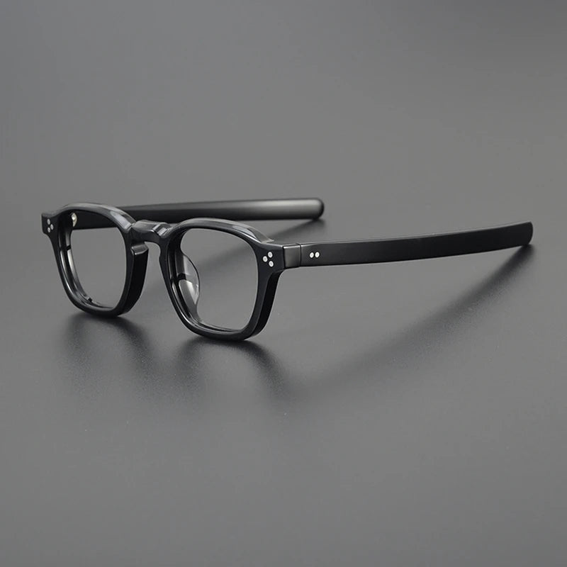 Unisex Black Acetate Square Full Rim Eyeglasses 8012 - Stylish & Durable for Work, Reading & Everyday Wear