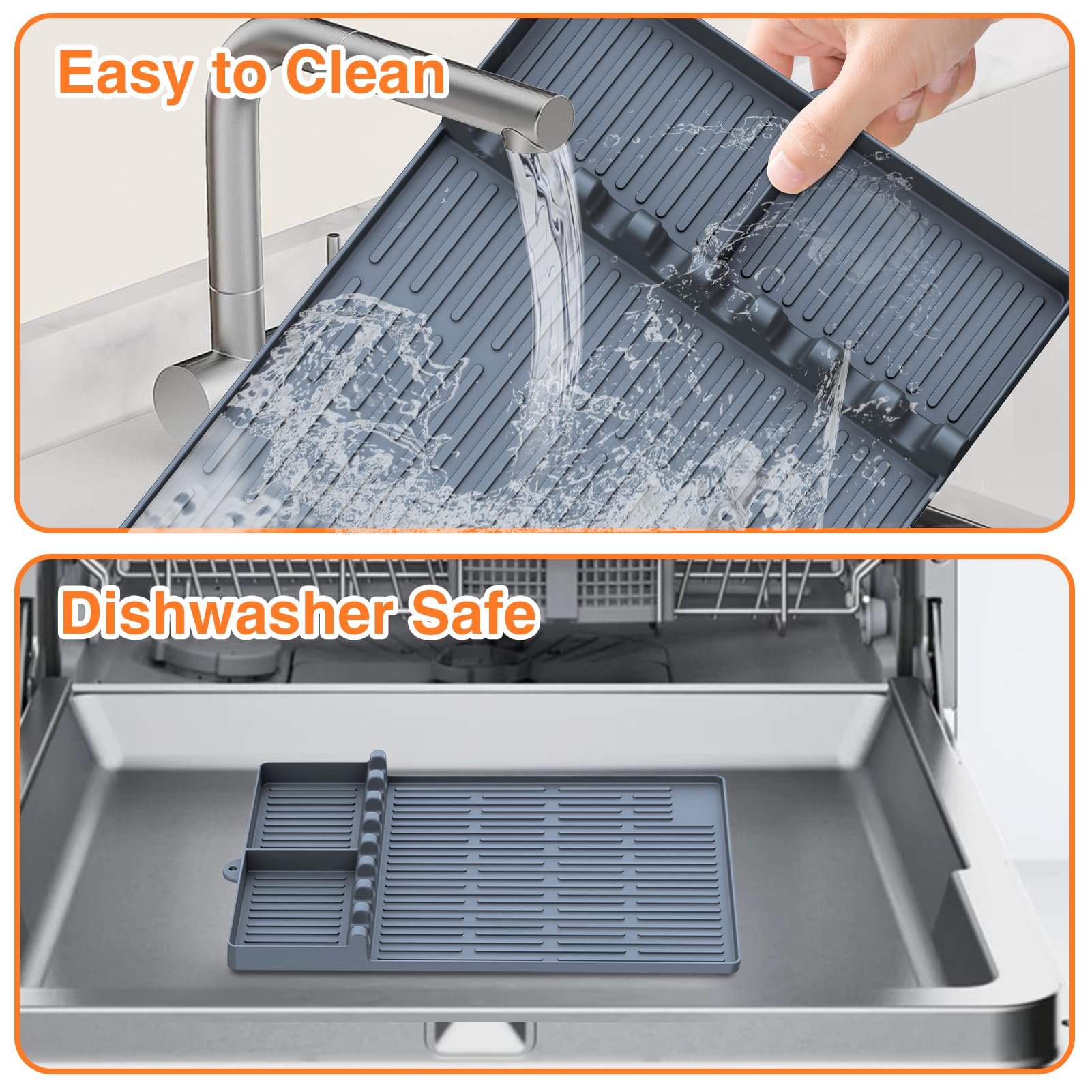 Non-Slip Silicone Griddle Mat for Blackstone - Heat-Resistant Grill Accessories with Drip Pad & Spatula Holder - Perfect for Outdoor Cooking, Camping & Backyard BBQs (Grey)