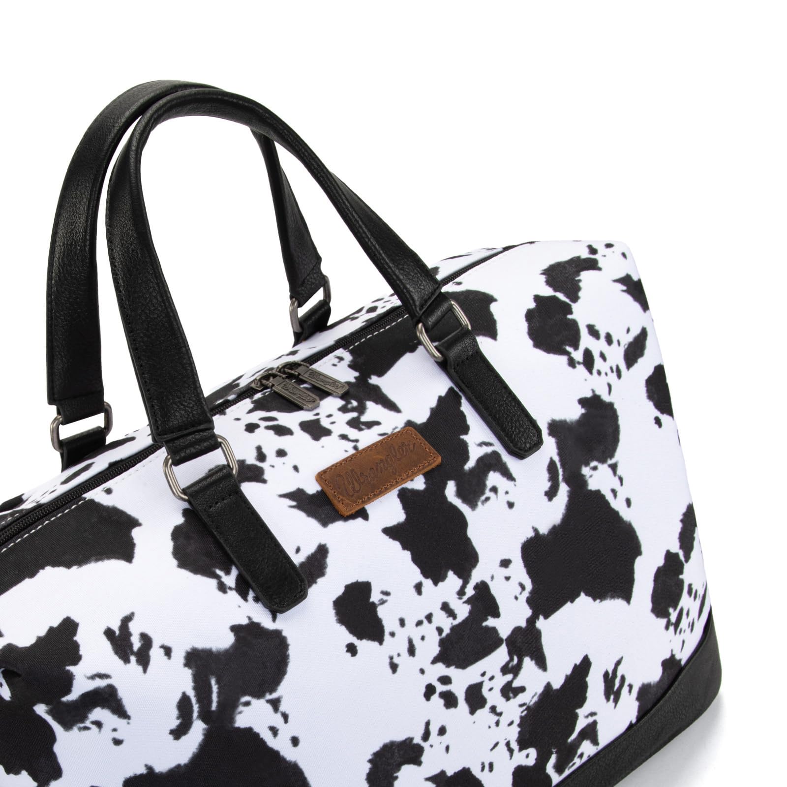 Wrangler Women's Oversized Cow Print Travel Duffle Bag - Weekender Overnight Bag WG133-5110BK for Gym, Beach & Weekend Getaways
