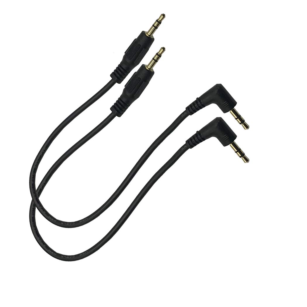 2-Pack 8-Inch 3.5mm Right Angle AUX Cable - 90 Degree Male to Male Stereo Audio Jack Connector for iPhone, iPad, Smartphones, Tablets & Speakers - Perfect for Car, Home Stereo & Gaming Headsets (Black)