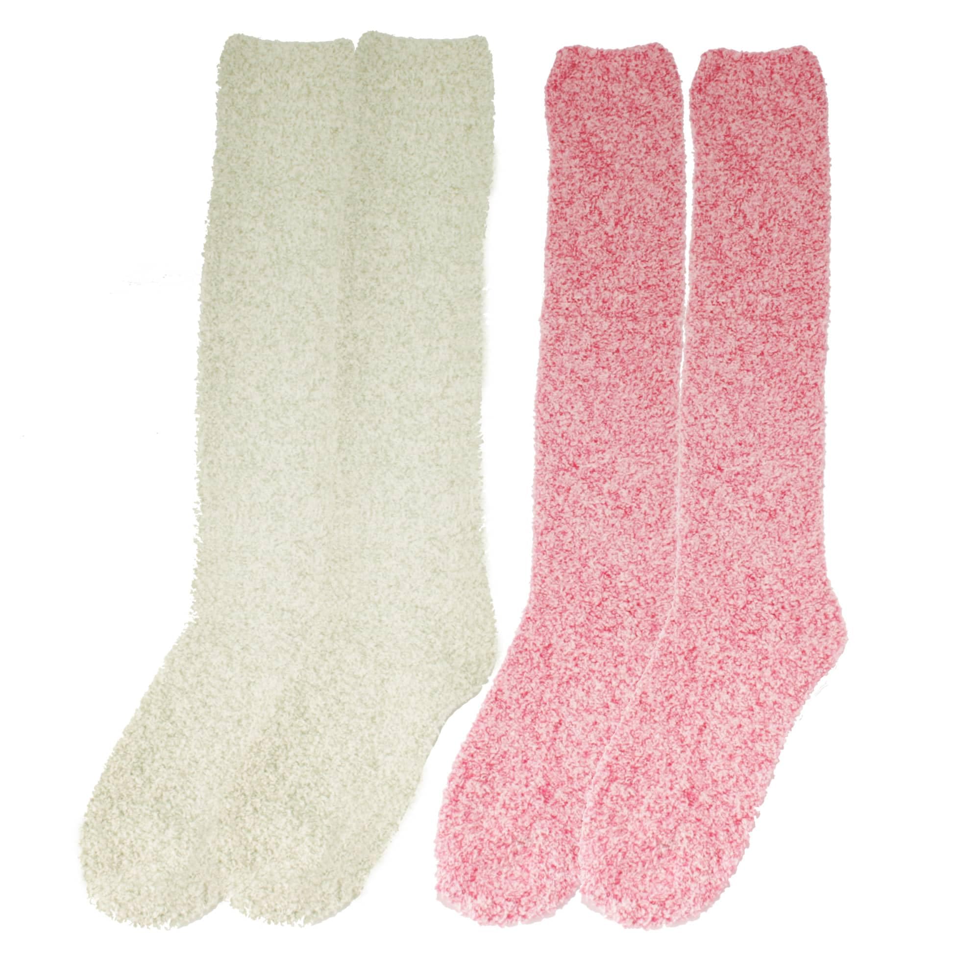 Women's Fuzzy Feather Soft Cozy Knee High Socks - Warm Winter Boot Socks for Women, Non-Slip Comfortable Thick Knit Socks - Perfect for Cold Weather, Snow Boots, and Indoor Lounging