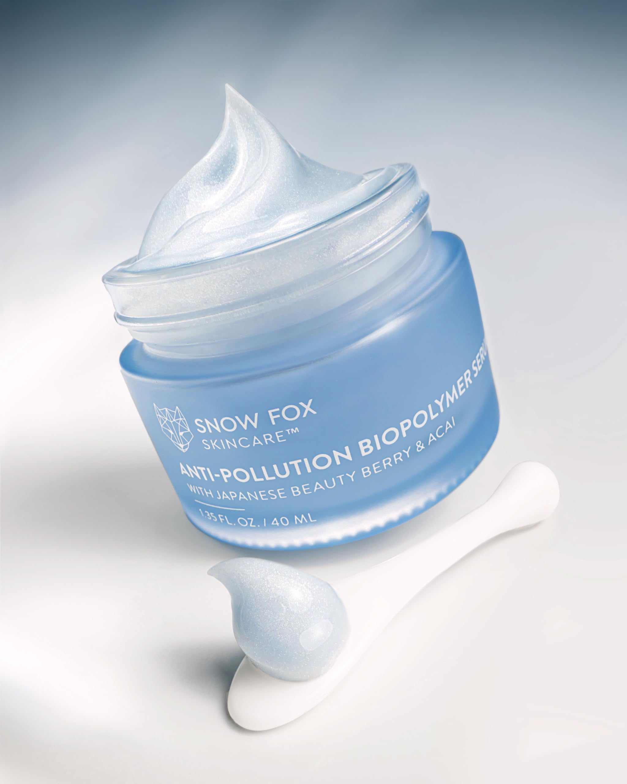 Snow Fox Skincare Anti-Pollution Biopolymer Serum with Squalene & Essential Oils | Hydrating & Protective Shield Against Dust & Pollution | Japanese Moisturizer for All-Season Use | 1.35 fl oz | Perfect for Daily Urban Skincare & Travel Protection