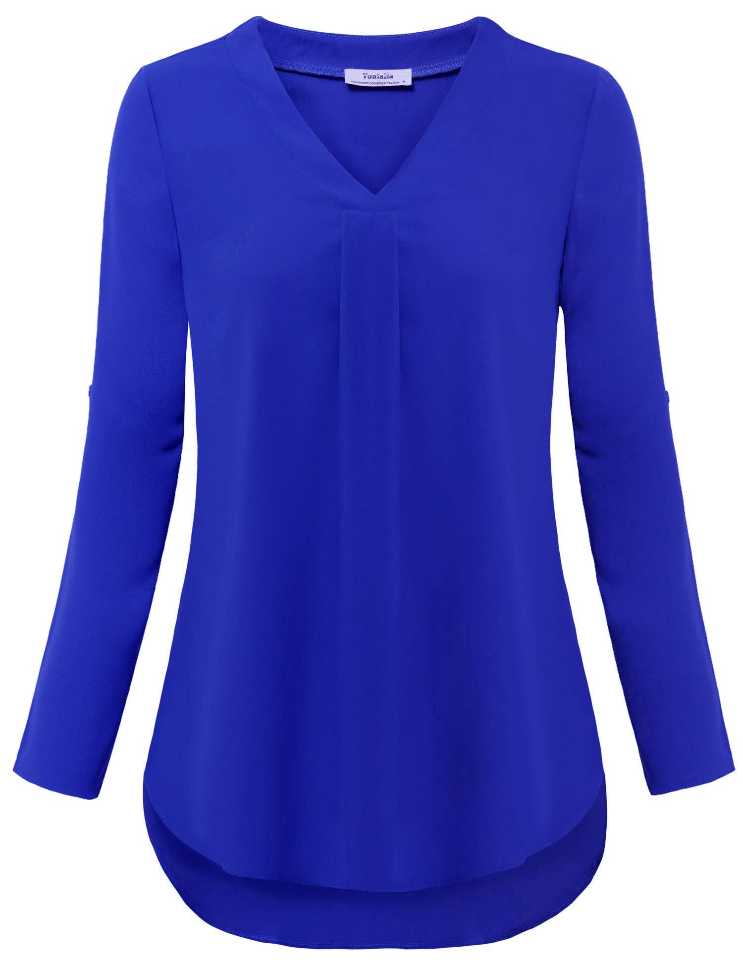 Youtalia Women's Casual Blouse - Loose Fit V-Neck 3/4 Sleeve Tunic Top for Office & Weekend Wear | Flowy Summer Tops for Women