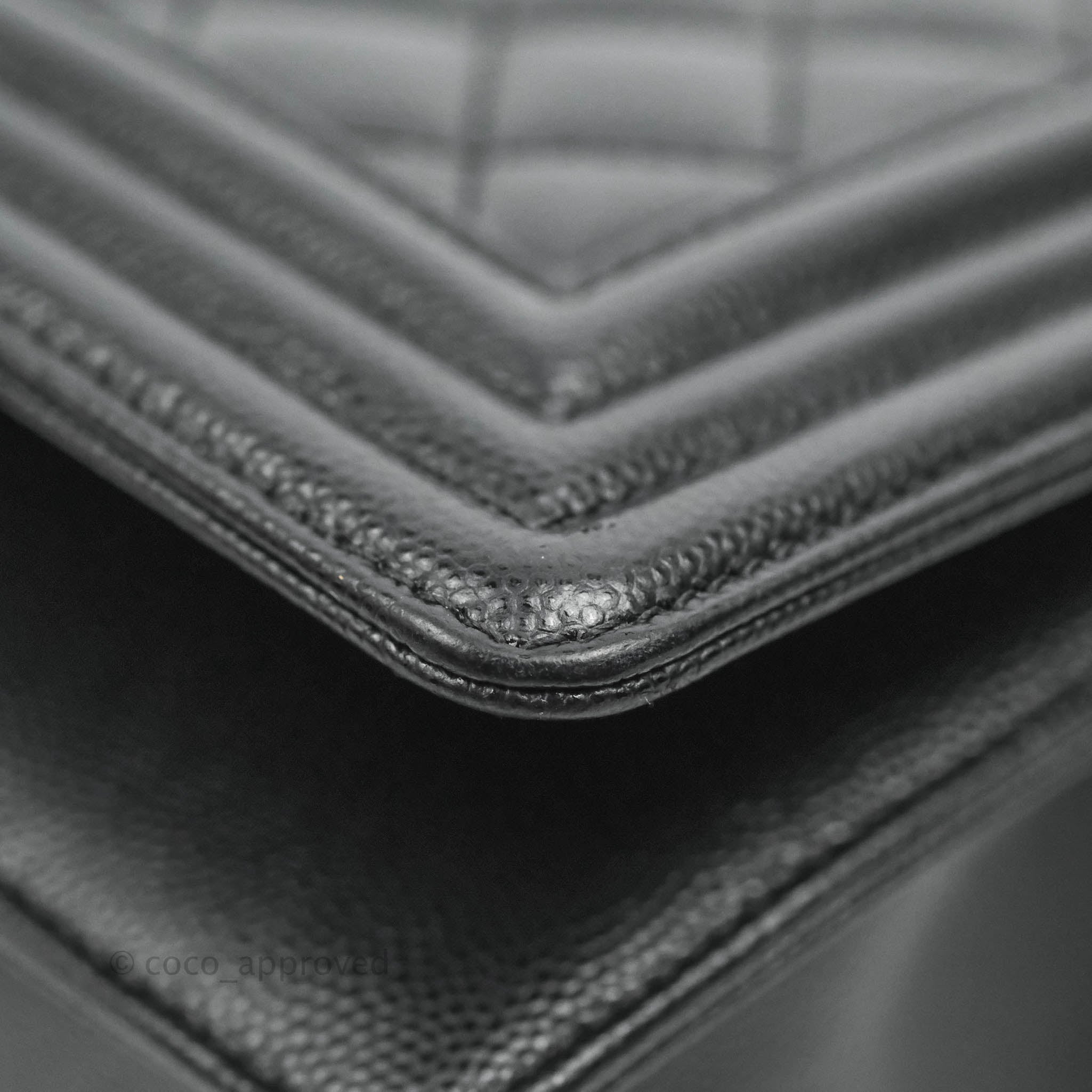 Chanel Boy Quilted Medium Handbag in Black Caviar Leather with Ruthenium Hardware - Perfect for Evening Events, Parties & Luxury Fashion Accessories