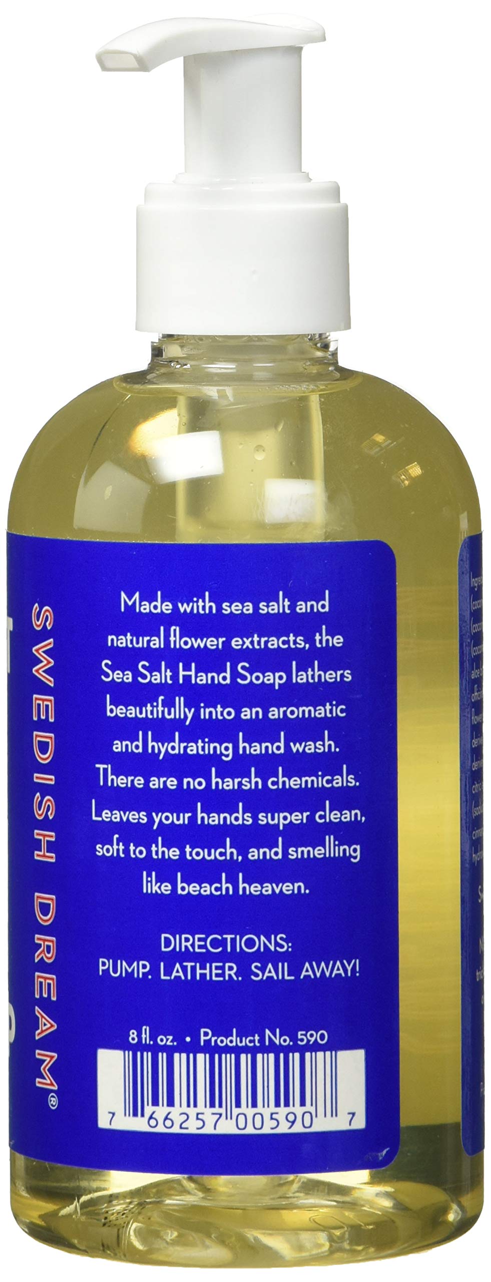Swedish Dreams Sea Salt Liquid Hand Soap - Moisturizing & Refreshing - Perfect for Bathroom, Kitchen & Travel - 16.9 fl oz