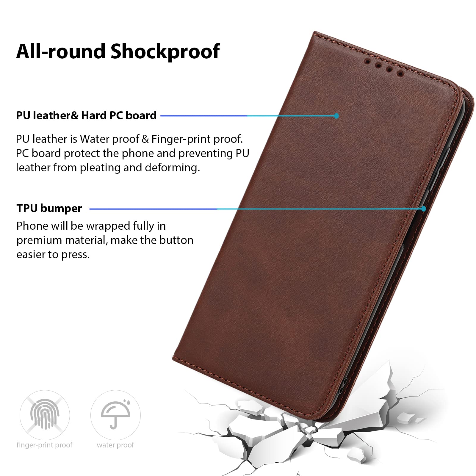 Havaya Samsung Galaxy A13 5G Wallet Case with Card Holder - Flip Folio Leather Phone Cover for Women (Dark Brown) | Perfect for Everyday Use, Business & Travel Protection