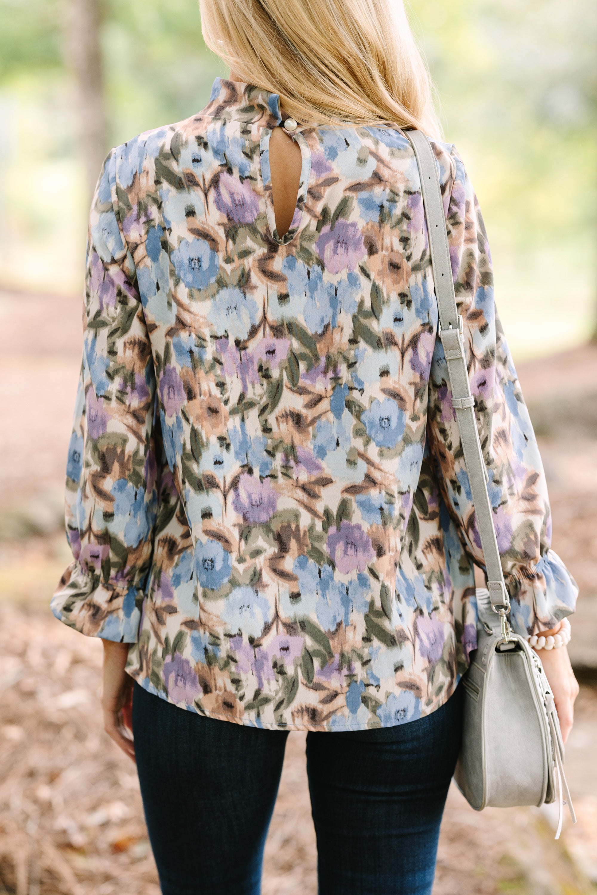 Elegant Dusty Lilac Purple Floral Blouse for Women - Stylish Spring Summer Office & Date Night Outfit