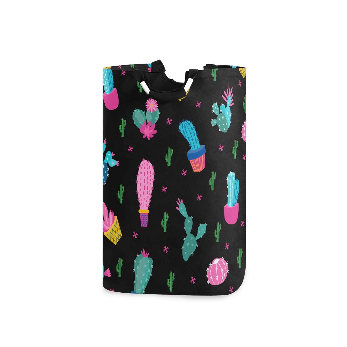 RunningBear Collapsible Laundry Hamper - Large Capacity Cactus Black Clothes Basket for Washing Machine | Perfect for Bathroom, Bedroom & Laundry Room Organization | Space-Saving Storage Solution