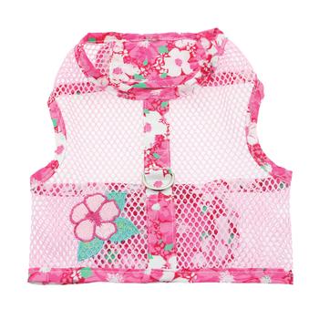Cool Mesh Dog Harness with Hawaiian Hibiscus Print - Breathable & Adjustable Pet Vest for Small to Medium Dogs - Perfect for Walks, Hiking & Outdoor Adventures