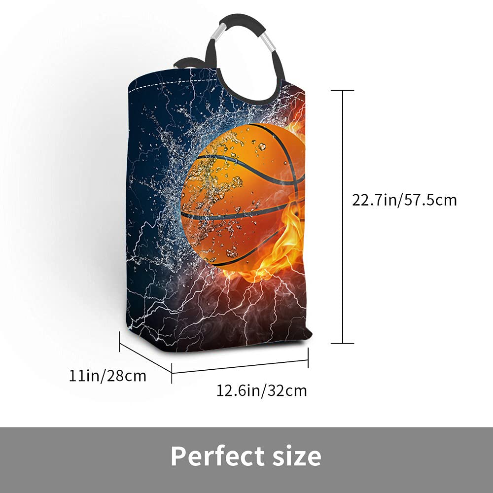Wondertify Basketball Laundry Hamper - Fire & Water Resistant Clothes Basket with Carry Handles for Organizing Clothes, Toys & Sports Gear - Perfect for Kids' Rooms, Dorm Storage & Game Day Organization
