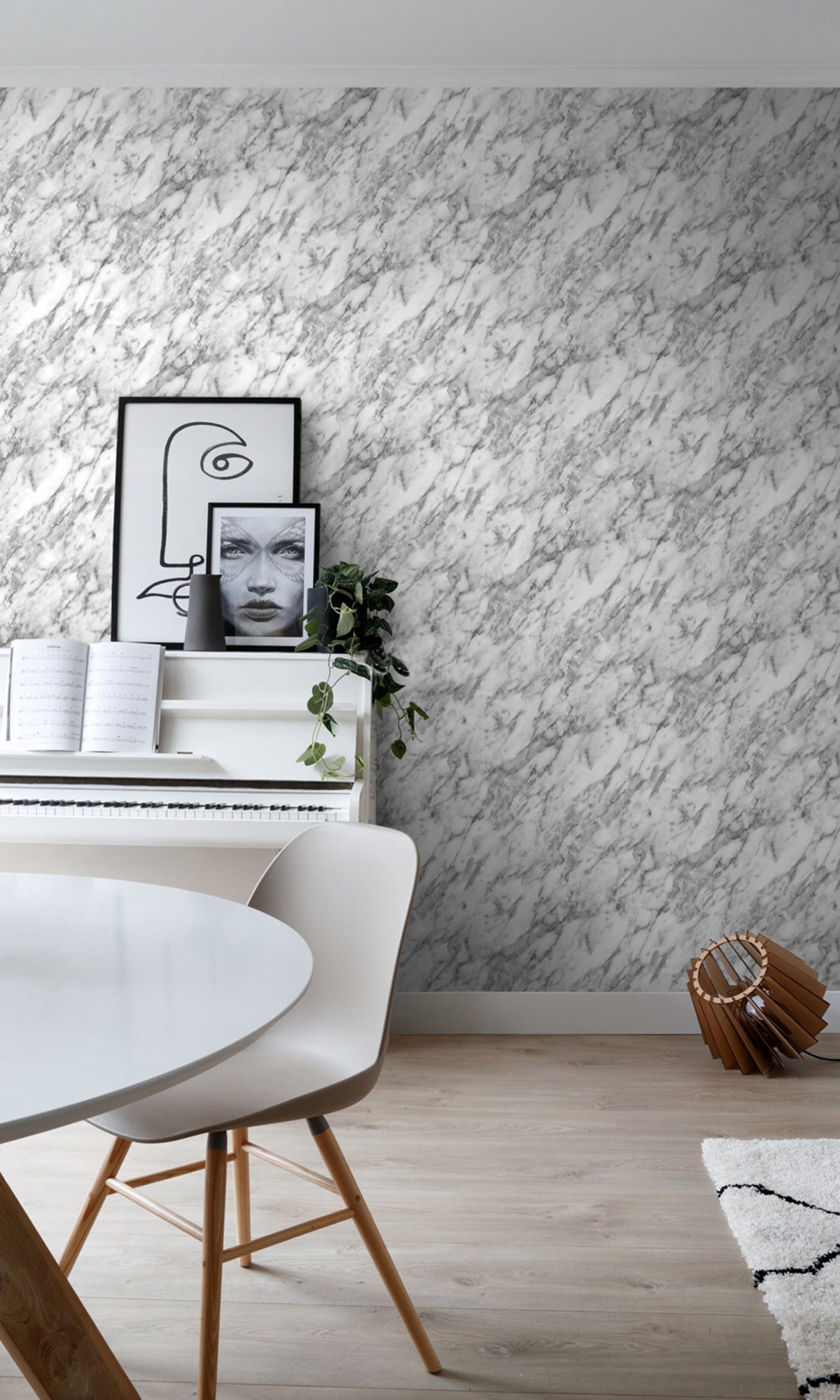 Black and White Art Deco Marble Wallpaper R9434 - Self-Adhesive Peel & Stick Wallpaper for Living Room, Bedroom, Bathroom, Office Decor