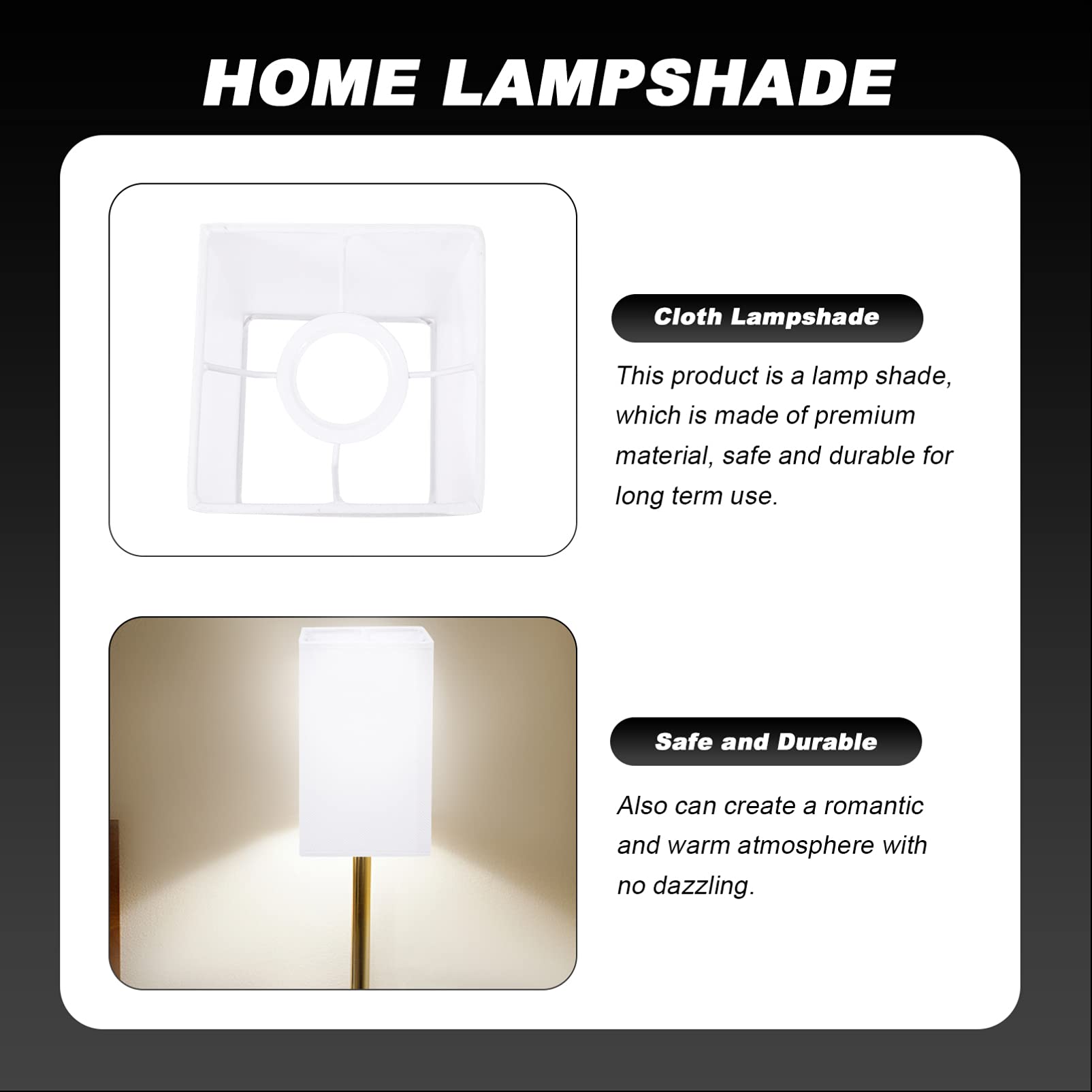 Square Linen Lamp Shade Replacement - White Fabric Lampshade Cover for Floor & Table Lights with E27 Socket | Perfect for Living Room, Bedroom & Office Lighting Decor
