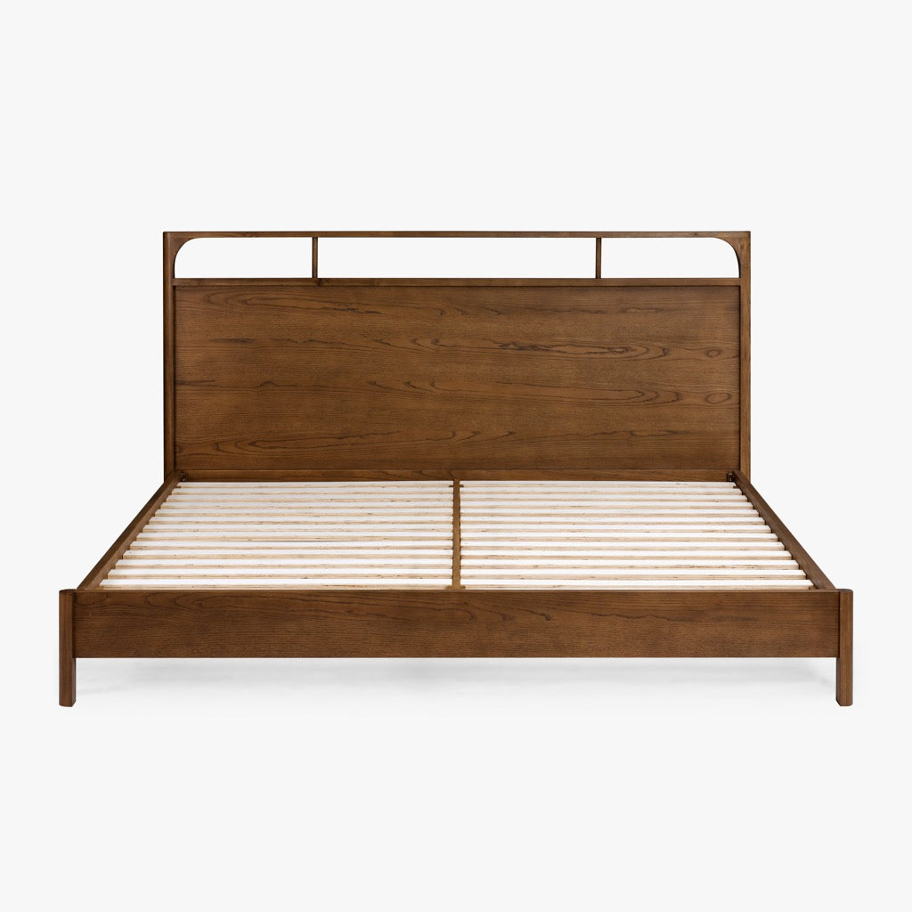 Premium Solid Walnut Wood Bed Frame - Cali Oak Style Queen/King Size for Modern Bedroom Decor | Durable & Stylish Home Furniture for Master Bedroom or Guest Room