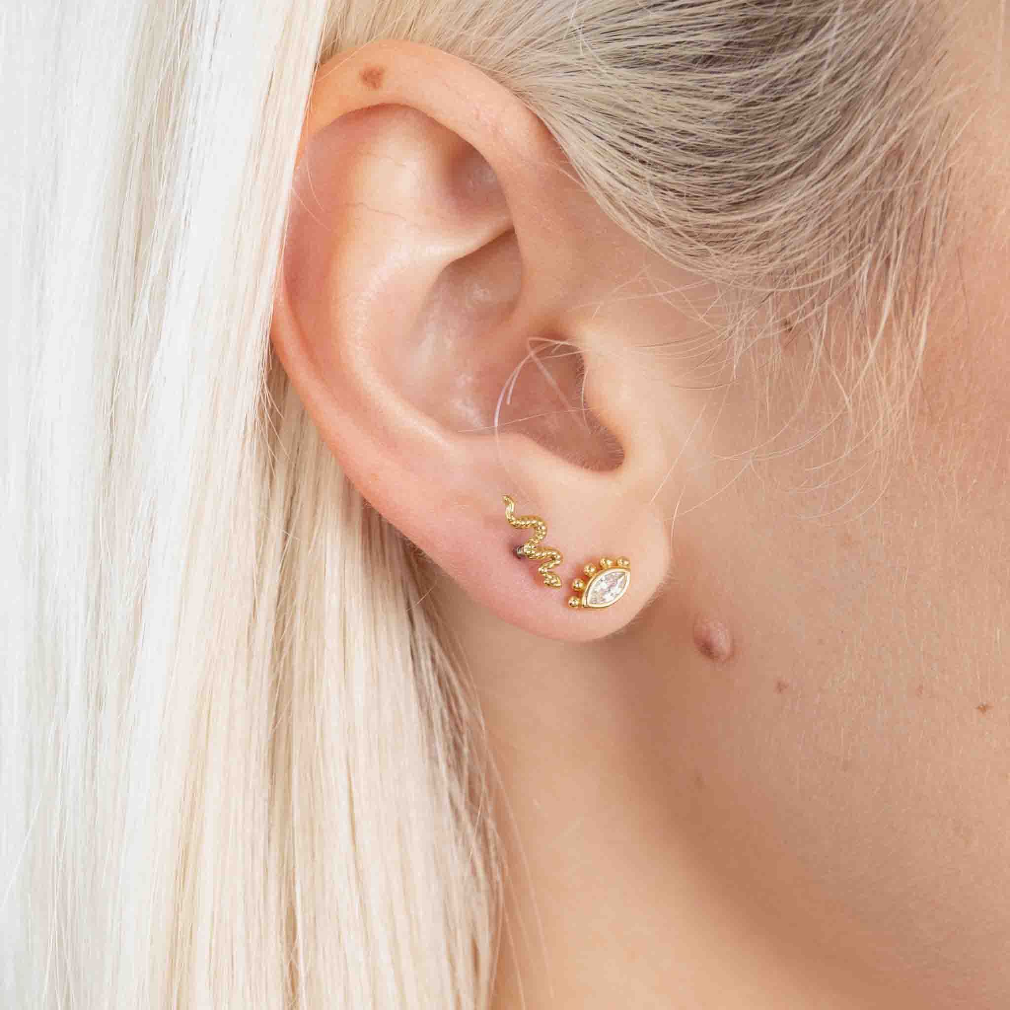 Dainty Marquise Stud Earrings for Women - 14K Gold Plated Cubic Zirconia Earrings - Elegant & Hypoallergenic Jewelry for Daily Wear, Parties & Special Occasions