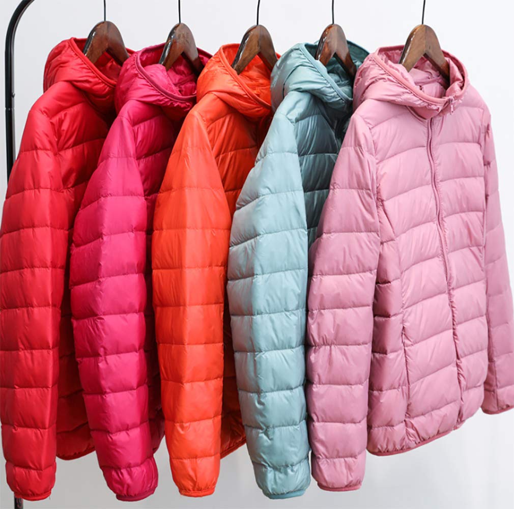 Women's Lightweight Short Puffer Jacket with Hood - Large Size Down Coat for Winter Warmth, Outdoor Activities & Casual Wear
