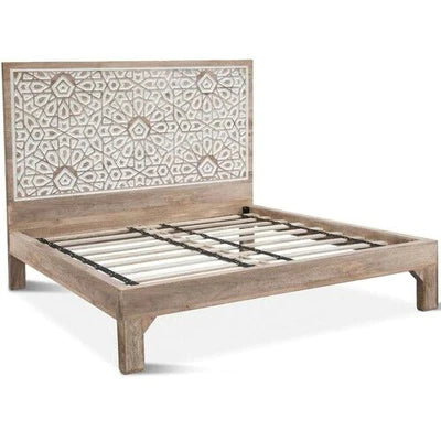 Hand Carved Solid Wood Bed Frame - Queen Size, Traditional Dynasty Design - Perfect for Master Bedroom, Guest Room & Luxury Home Decor