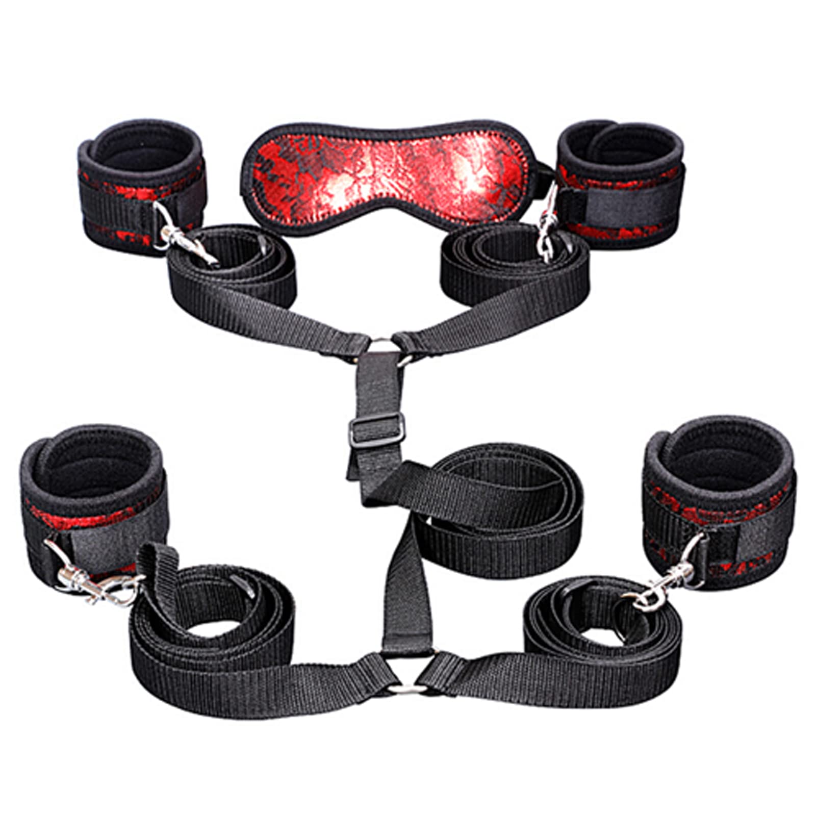 Premium BDSM Bondage Kit - Adjustable Handcuffs, Ankle Cuffs & Blindfold for Couples | Sensual Restraint Set for Bedroom Play, Spice Up Your Sex Life | Adult Toys for Beginners & Advanced Users
