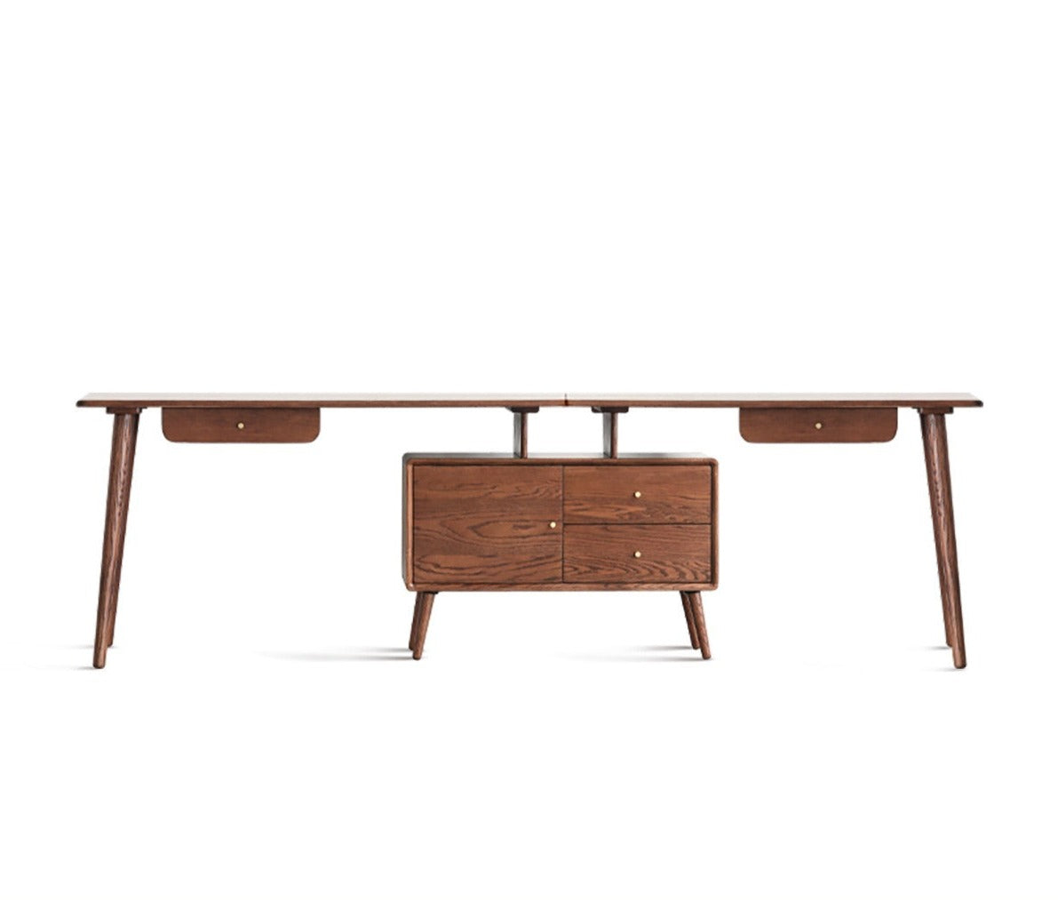 Solid Oak Wood Adjustable Height Office Desk - Extendable Workstation for Home & Business Use
