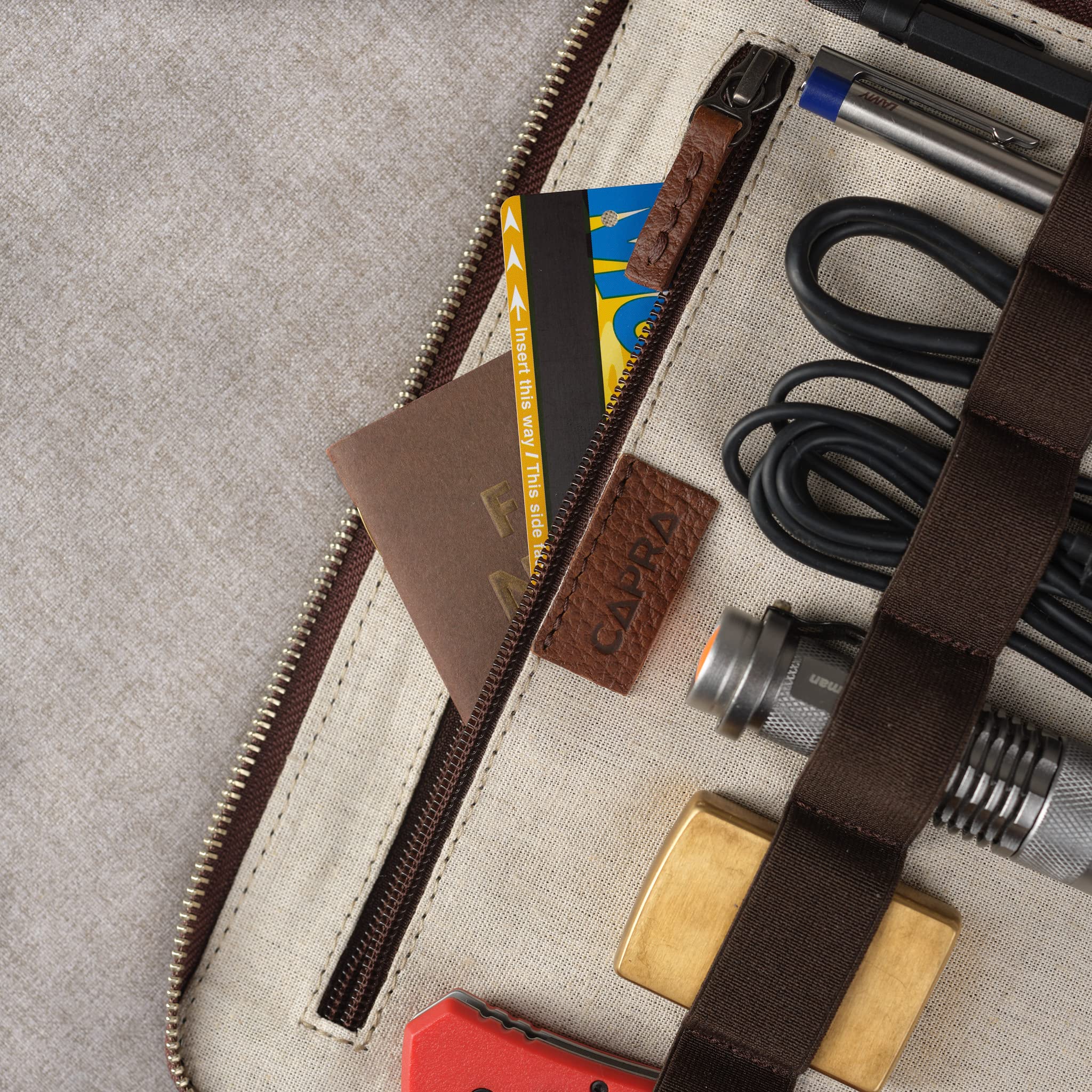 Men's Travel Tech Organizer - Brown Leather iPad Case & Electronics Accessory Storage Pouch | Perfect Gadget Bag for Business Trips, Commuting & Digital Nomads | Great Gift for Tech-Savvy Men