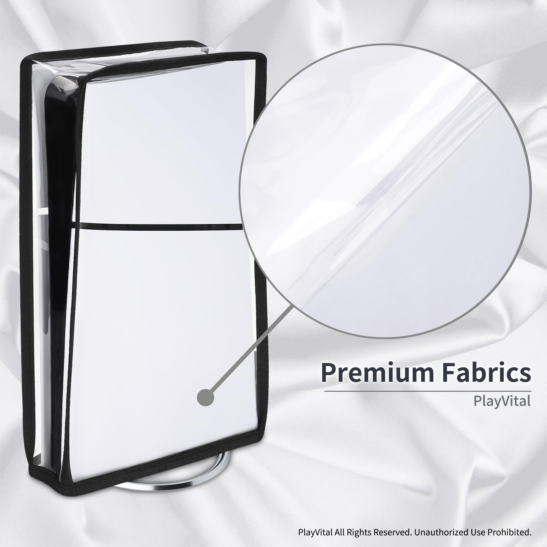 PlayVital PS5 Slim Digital Edition Vertical Dust Cover - Clear Transparent Dustproof & Waterproof Protector Sleeve for New Smaller Design Console - Perfect for Gaming Setup & Display Protection