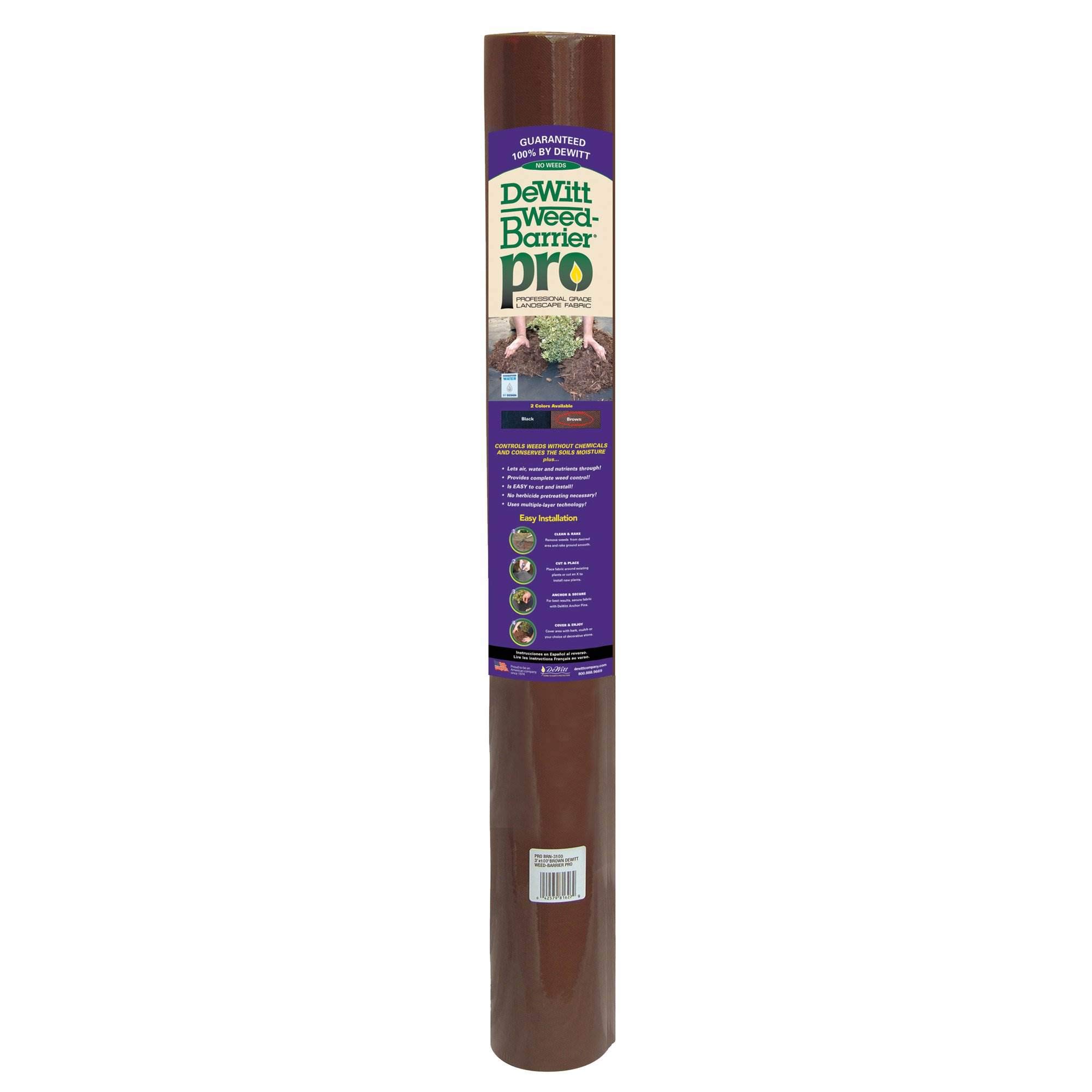 Dewitt Weed Barrier Pro Landscape Fabric - 3ft x 100ft Brown Heavy Duty Weed Control Fabric (2 Pack) | Premium Garden Ground Cover for Flower Beds, Vegetable Gardens & Landscaping Projects