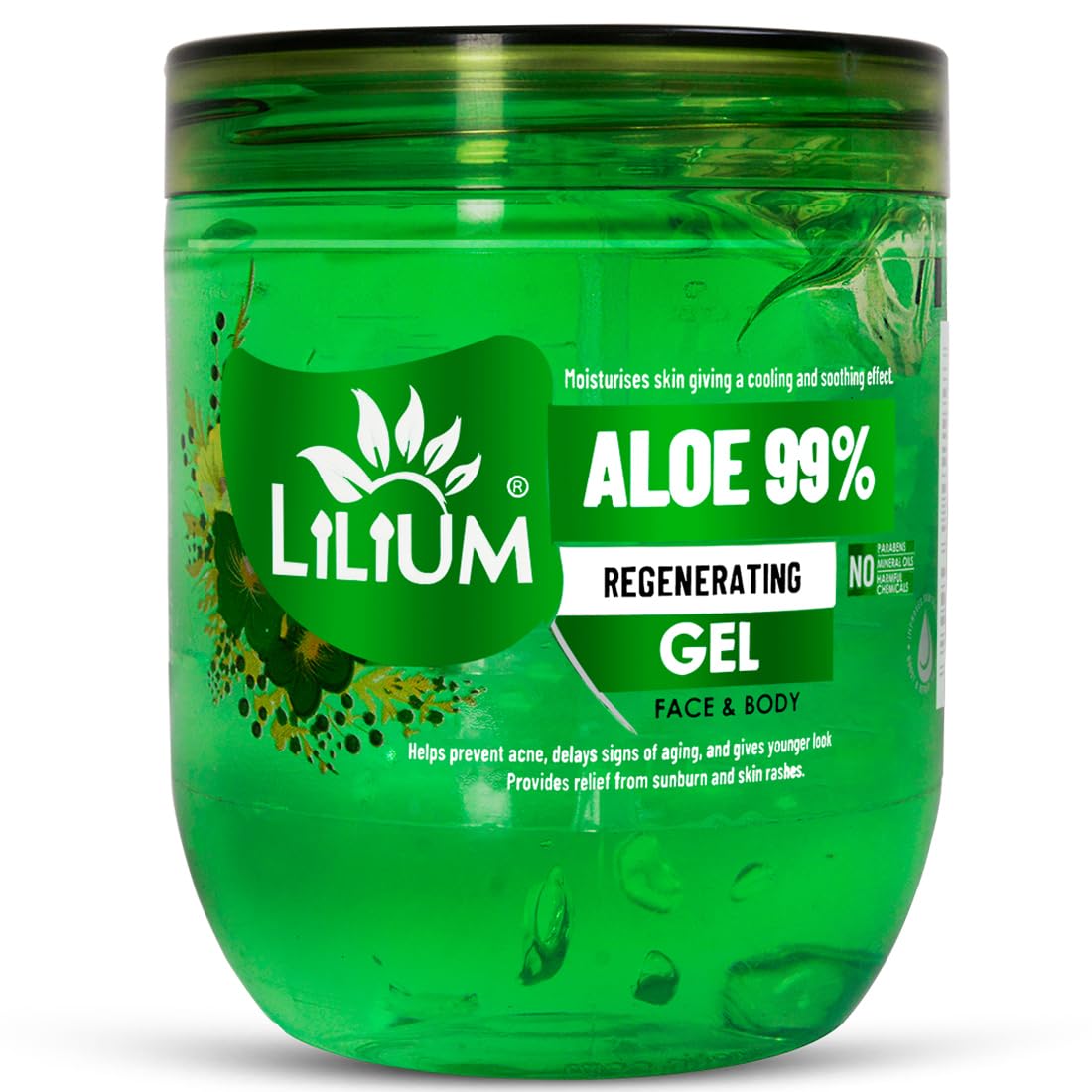 Lilium Aloe Vera Gel for Face & Body - 500ml Pure Aloe Vera Gel for Sunburn Relief, Skin Hydration & Soothing Irritation | Lightweight, Non-Greasy Formula for All Skin Types | Perfect for After-Sun Care, Daily Moisturizing & Sensitive Skin Treatment